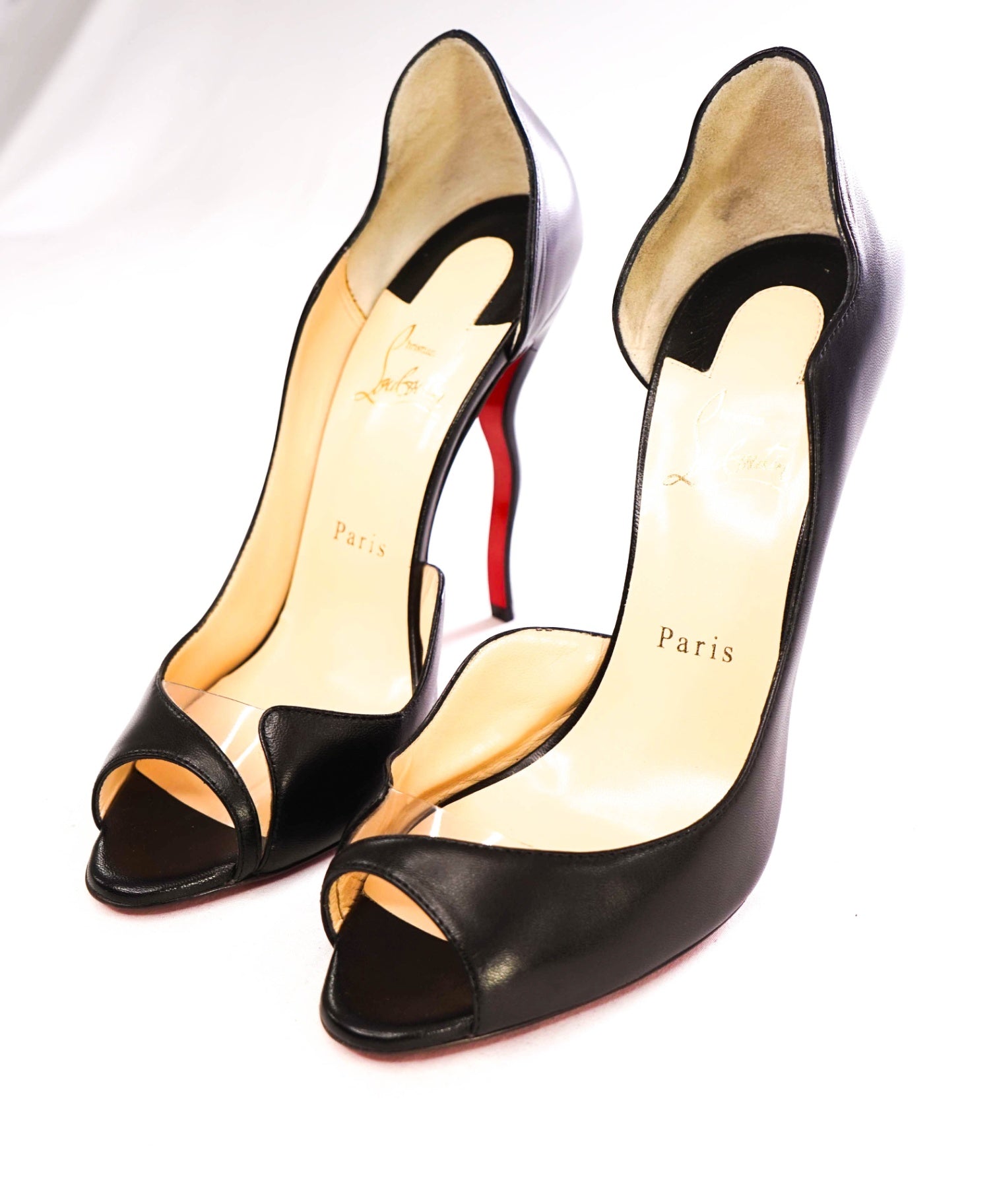 $995 Christian Louboutin "DEEPIK 120" Black High Heels Leather 39.5 EU