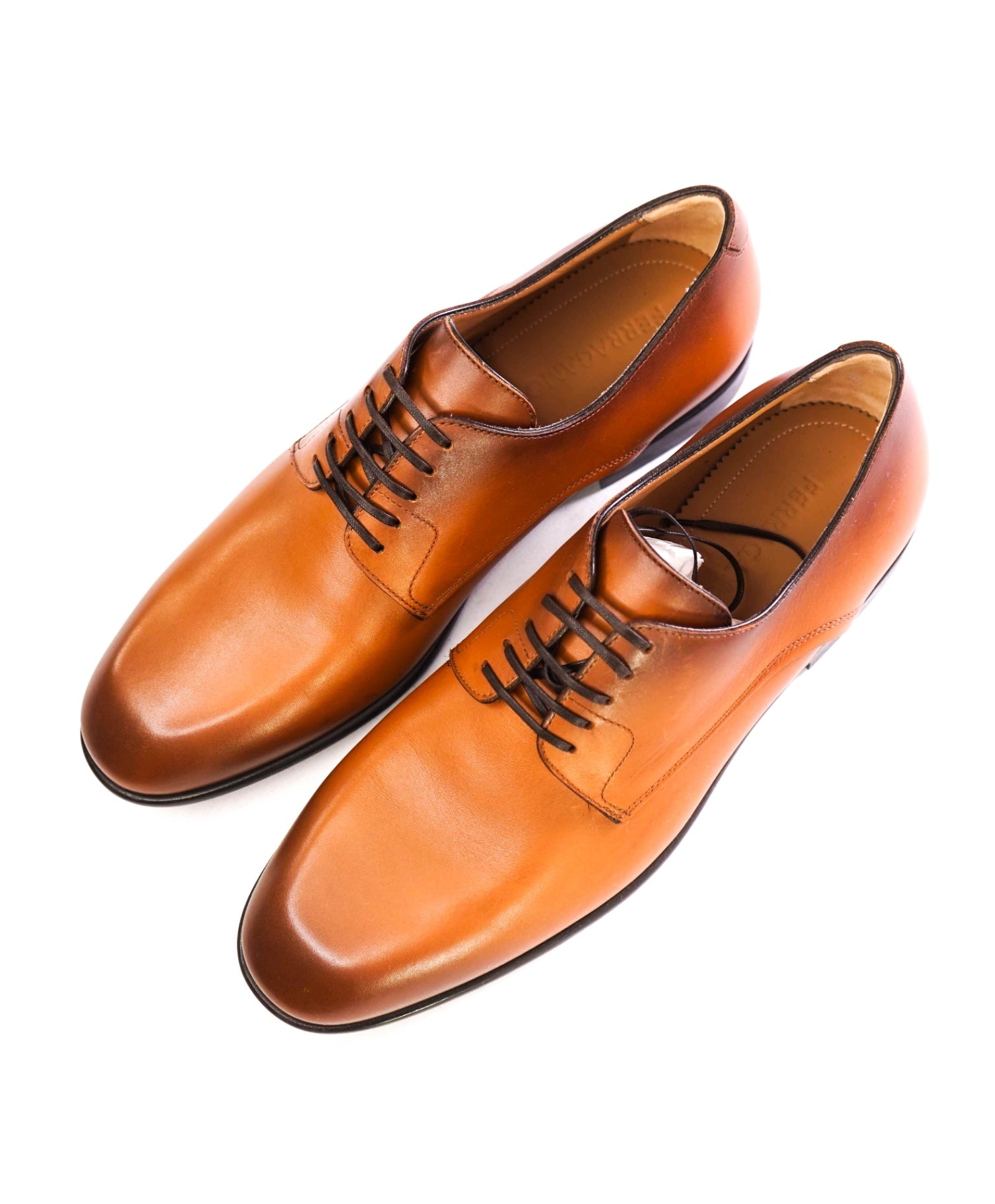 $880 Ferragamo "FOSCO" Brown Derbies Leather Footwear US 10.5