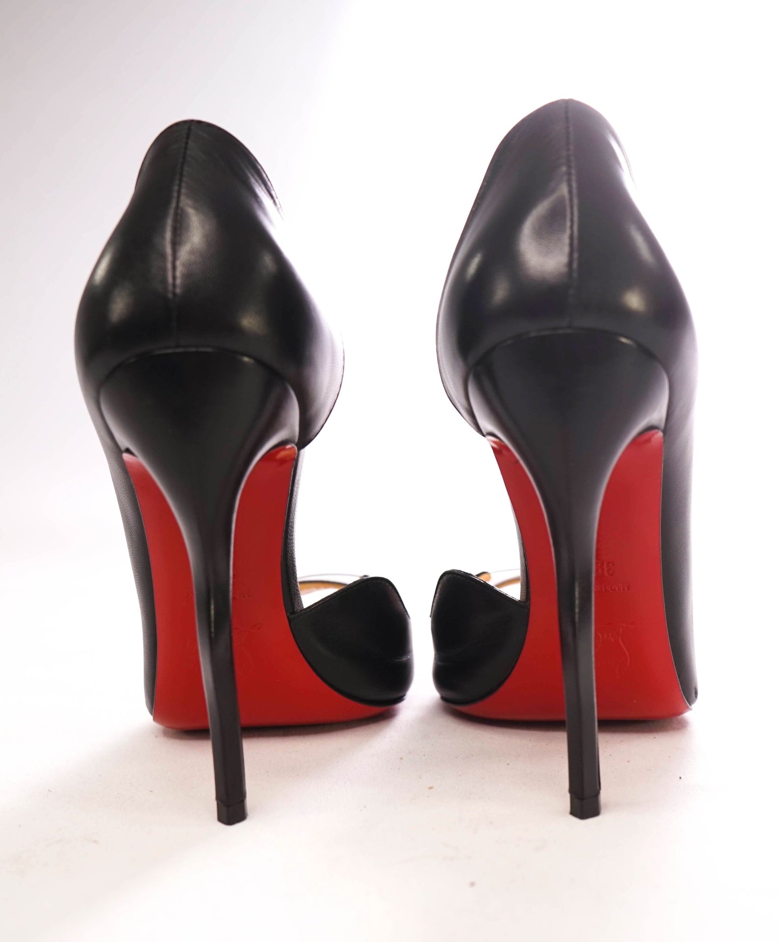 $995 Christian Louboutin "DEEPIK 120" Black High Heels Leather 39.5 EU