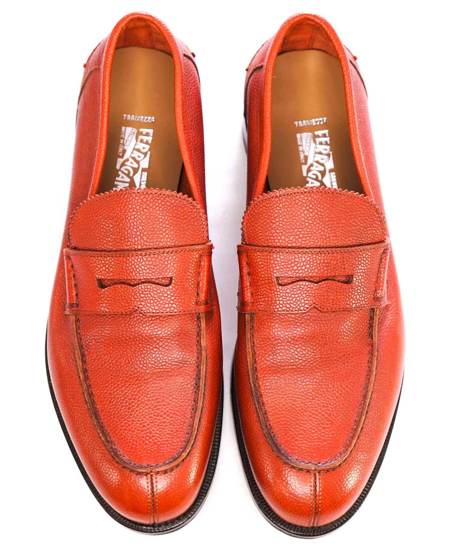 $1,295 Salvatore Ferragamo "TRAMEZZA" Carmel Brown Loafers 9.5 EE