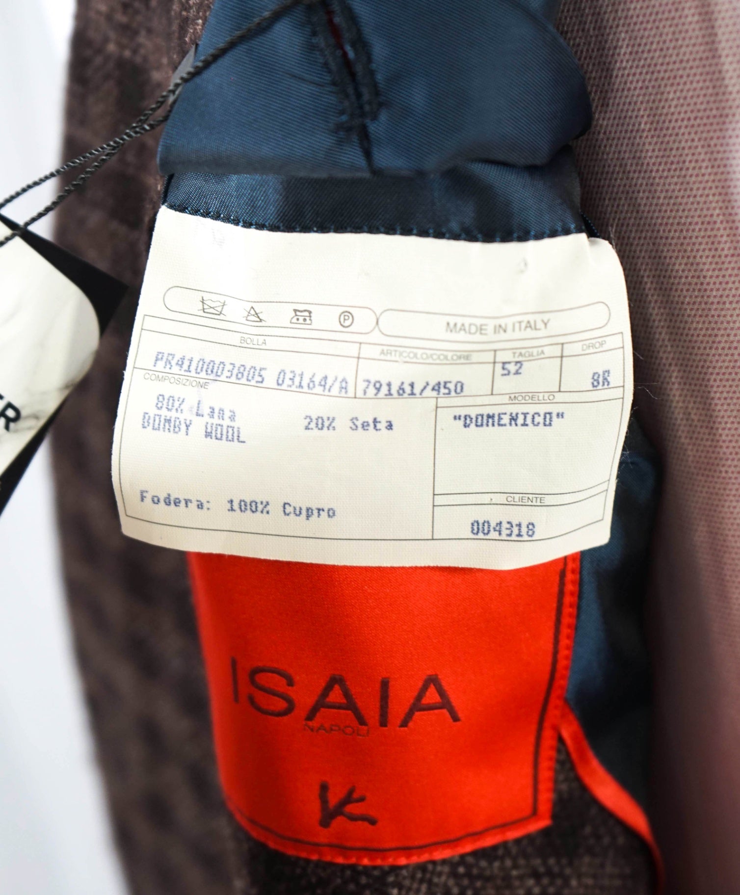 $3,995 ISAIA "DOMENICO" Brown Double Breasted Wool/Silk Blazer 42R