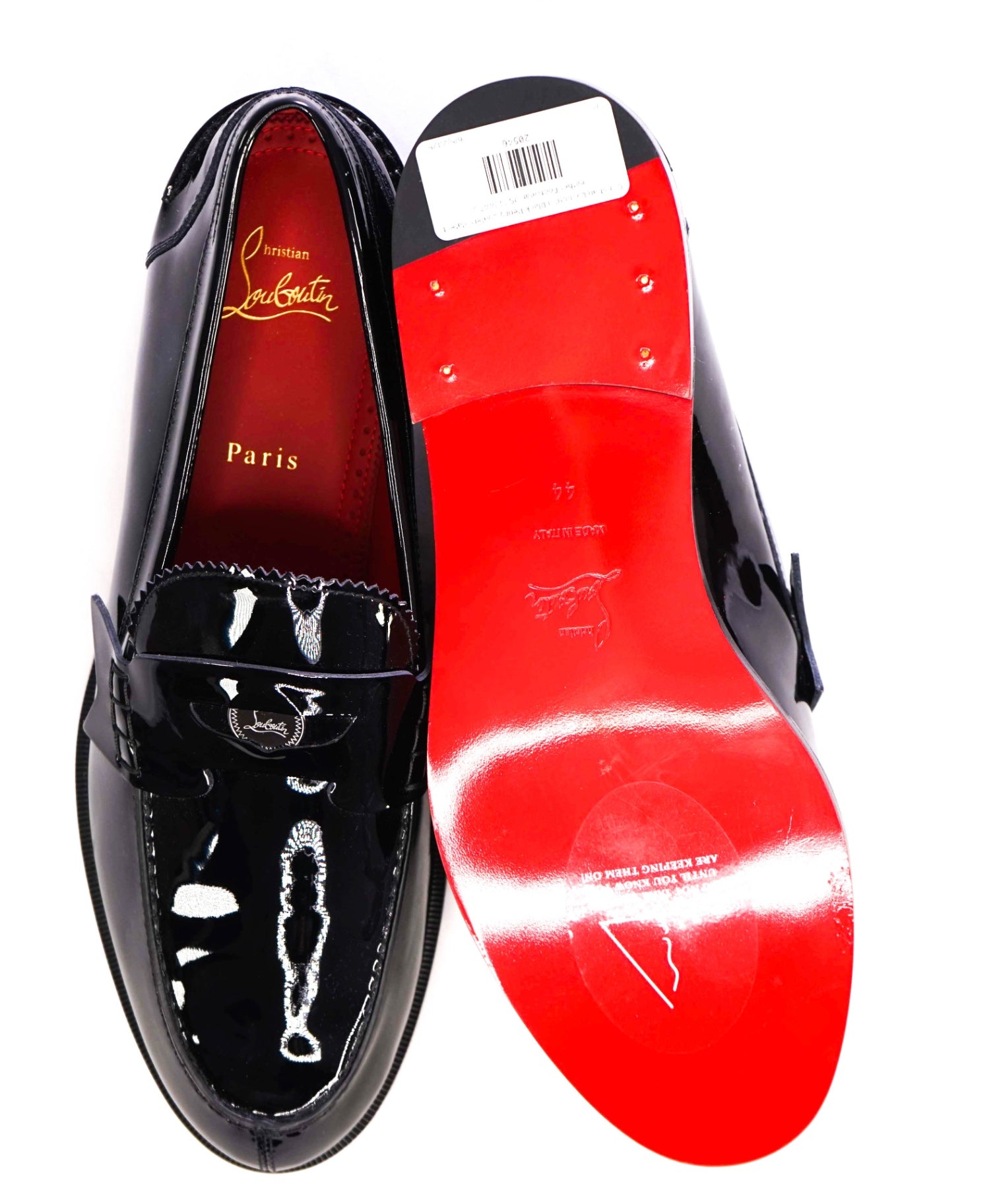 $1,145 CHRISTIAN LOUBOUTIN - *PENNY* Black Patent Loafers US 11 (44EU)