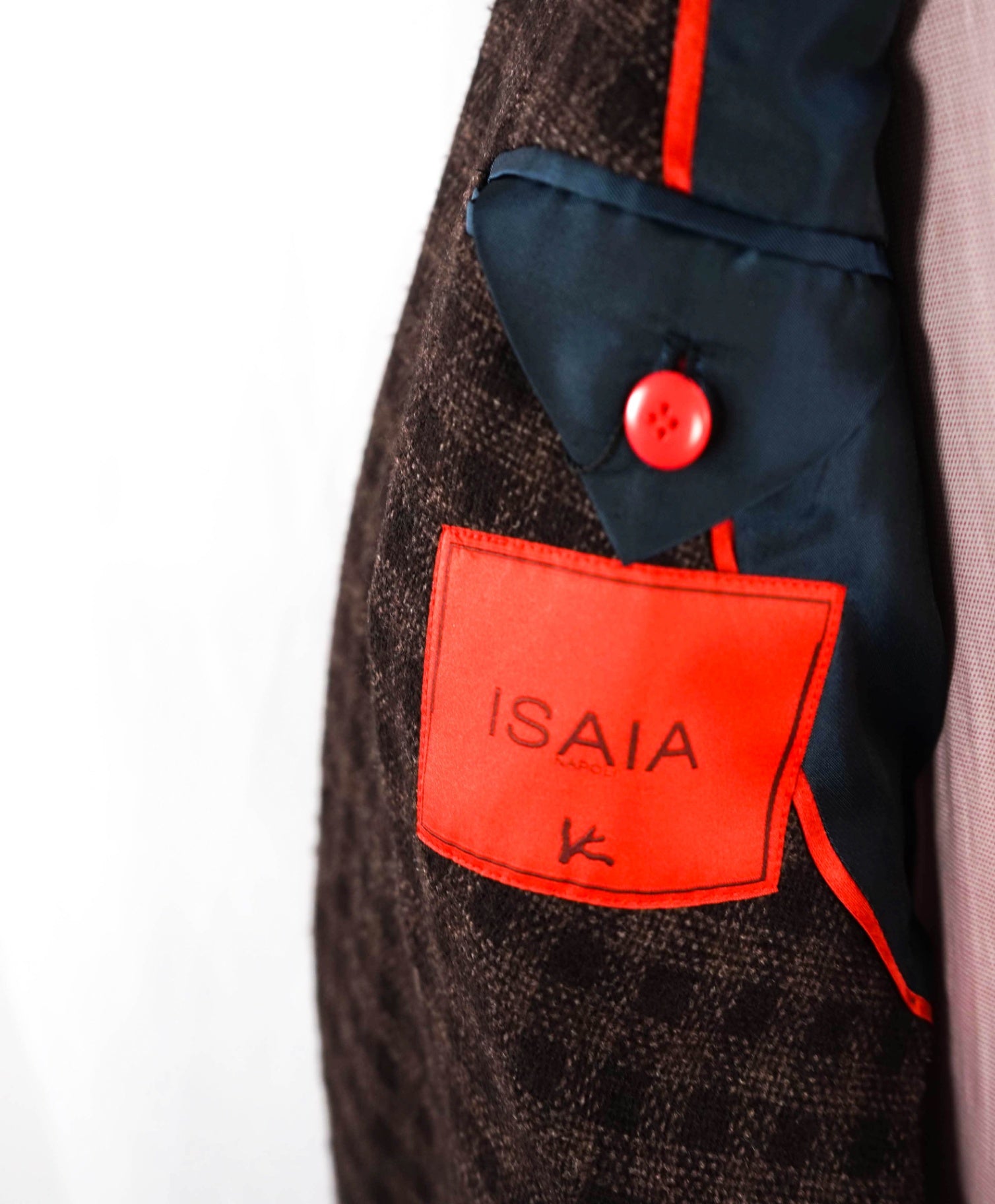 $3,995 ISAIA "DOMENICO" Brown Double Breasted Wool/Silk Blazer 42R