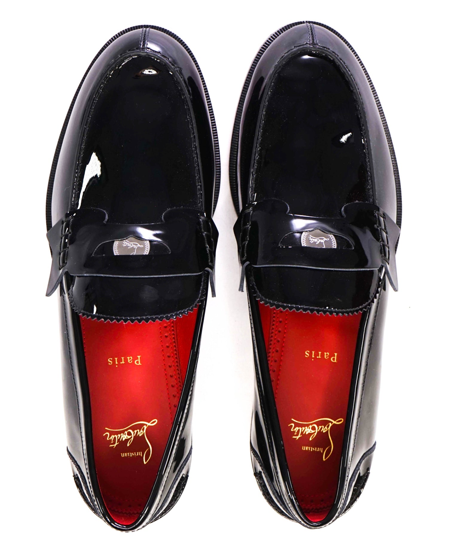 $1,145 CHRISTIAN LOUBOUTIN - *PENNY* Black Patent Loafers US 11 (44EU)