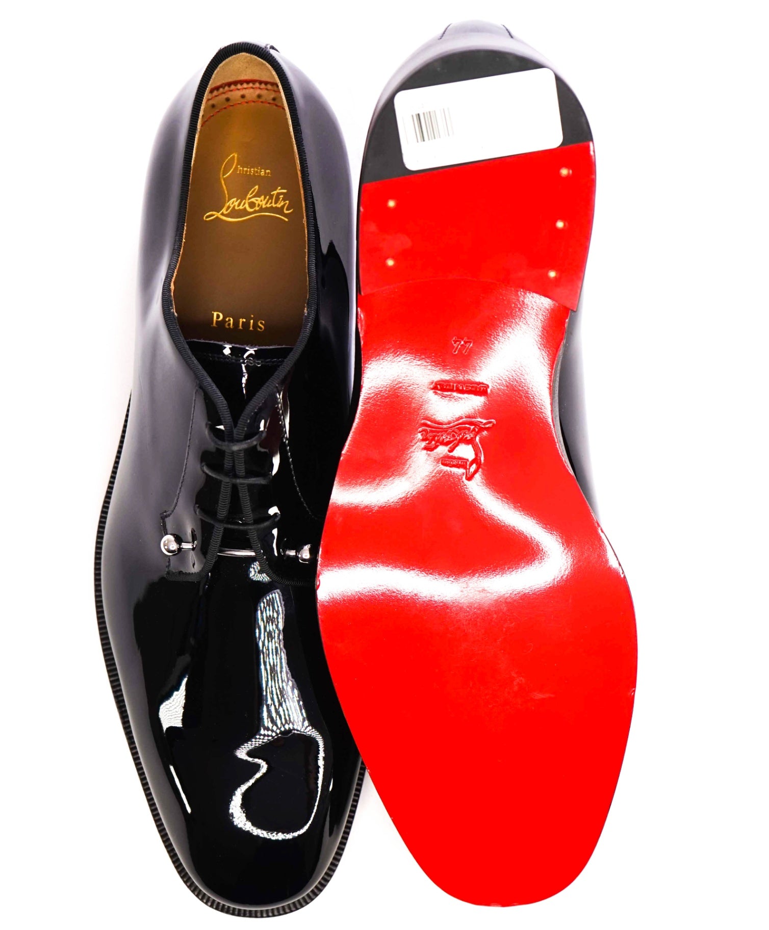 $1,250 Christian Louboutin "Chambeliss" Black Patent Oxfords US 11 (44EU)