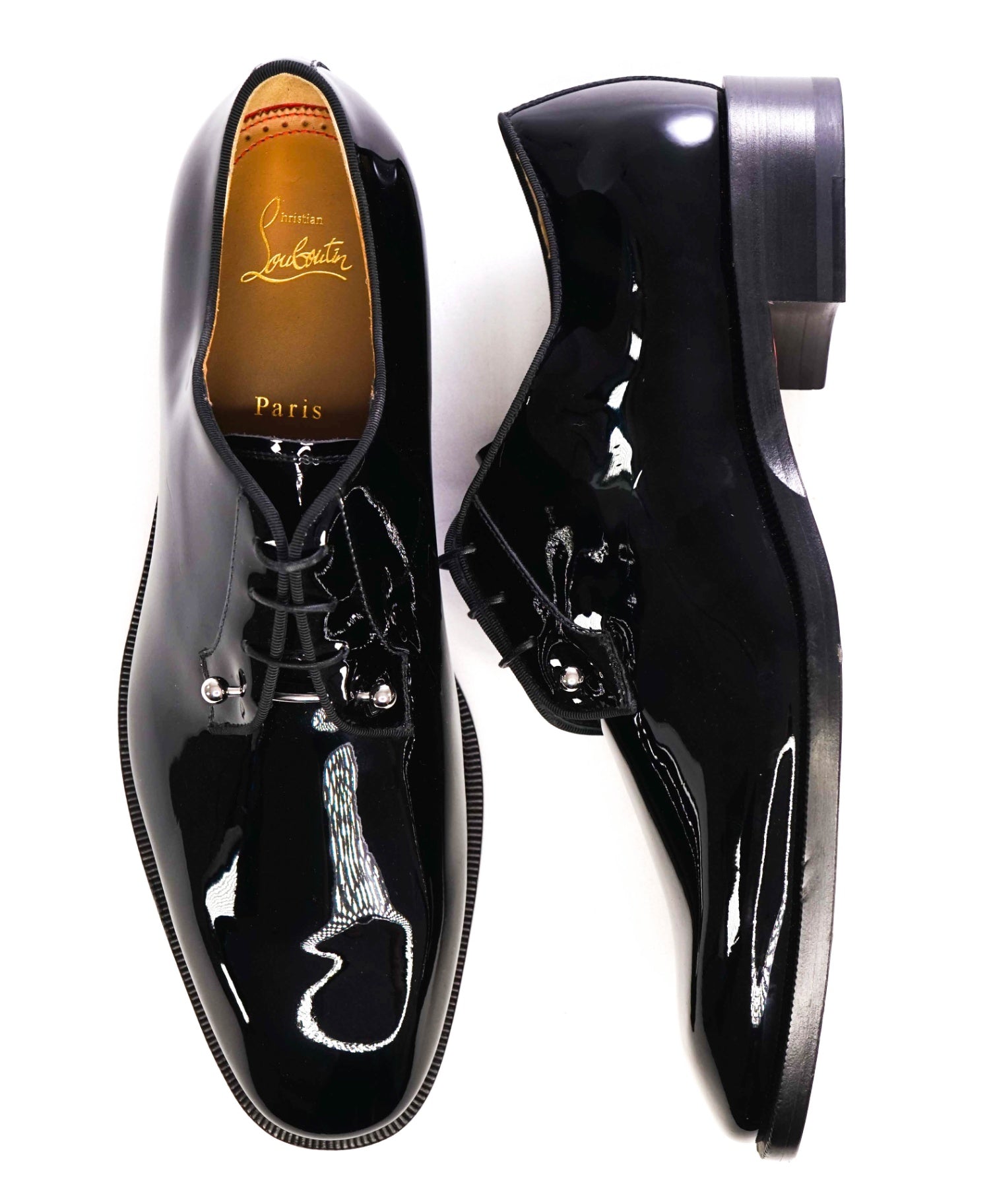 $1,250 Christian Louboutin "Chambeliss" Black Patent Oxfords US 11 (44EU)