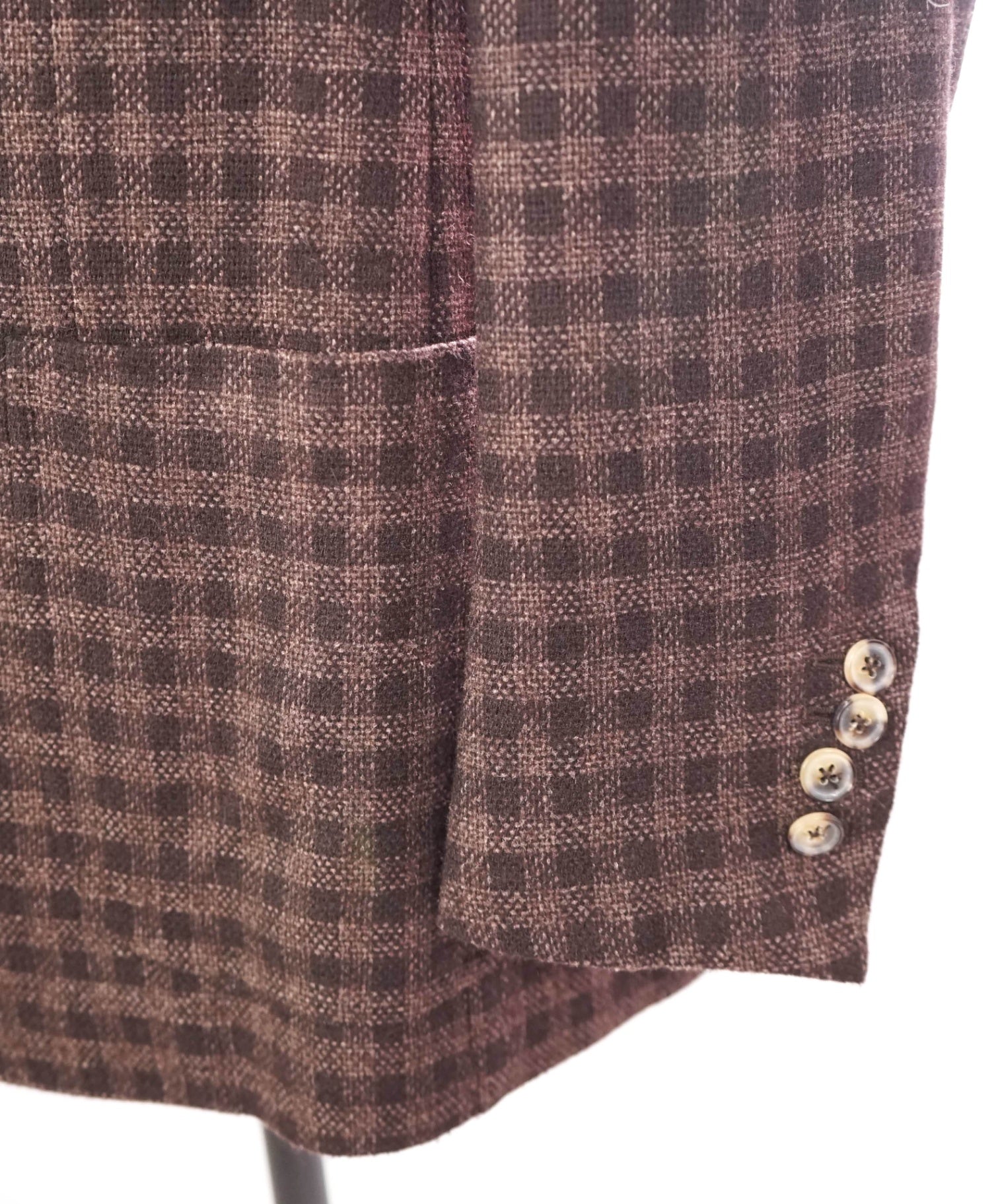 $3,995 ISAIA "DOMENICO" Brown Double Breasted Wool/Silk Blazer 42R