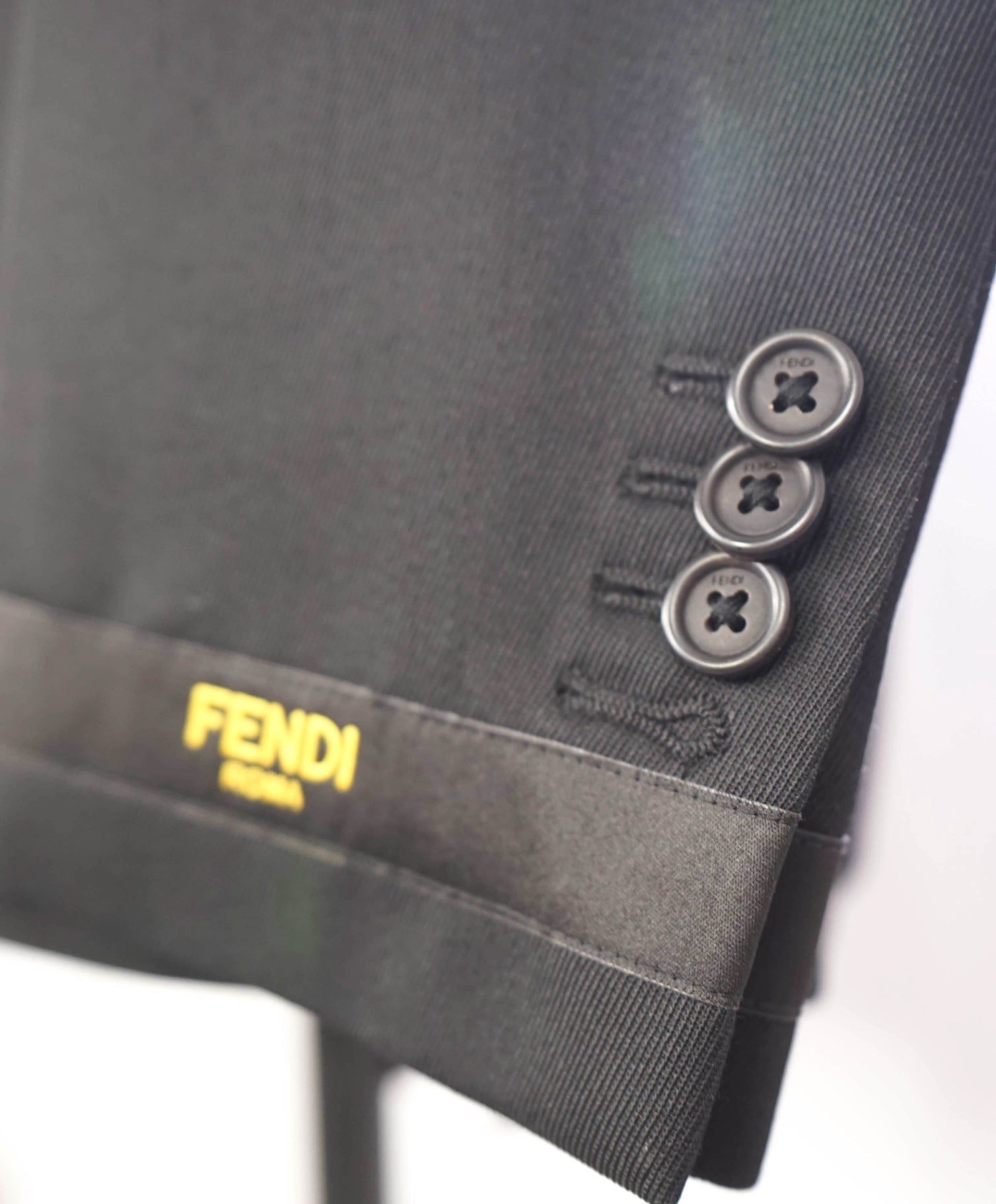$2,495 FENDI Solid Black LOGO TAPE Blazer 42