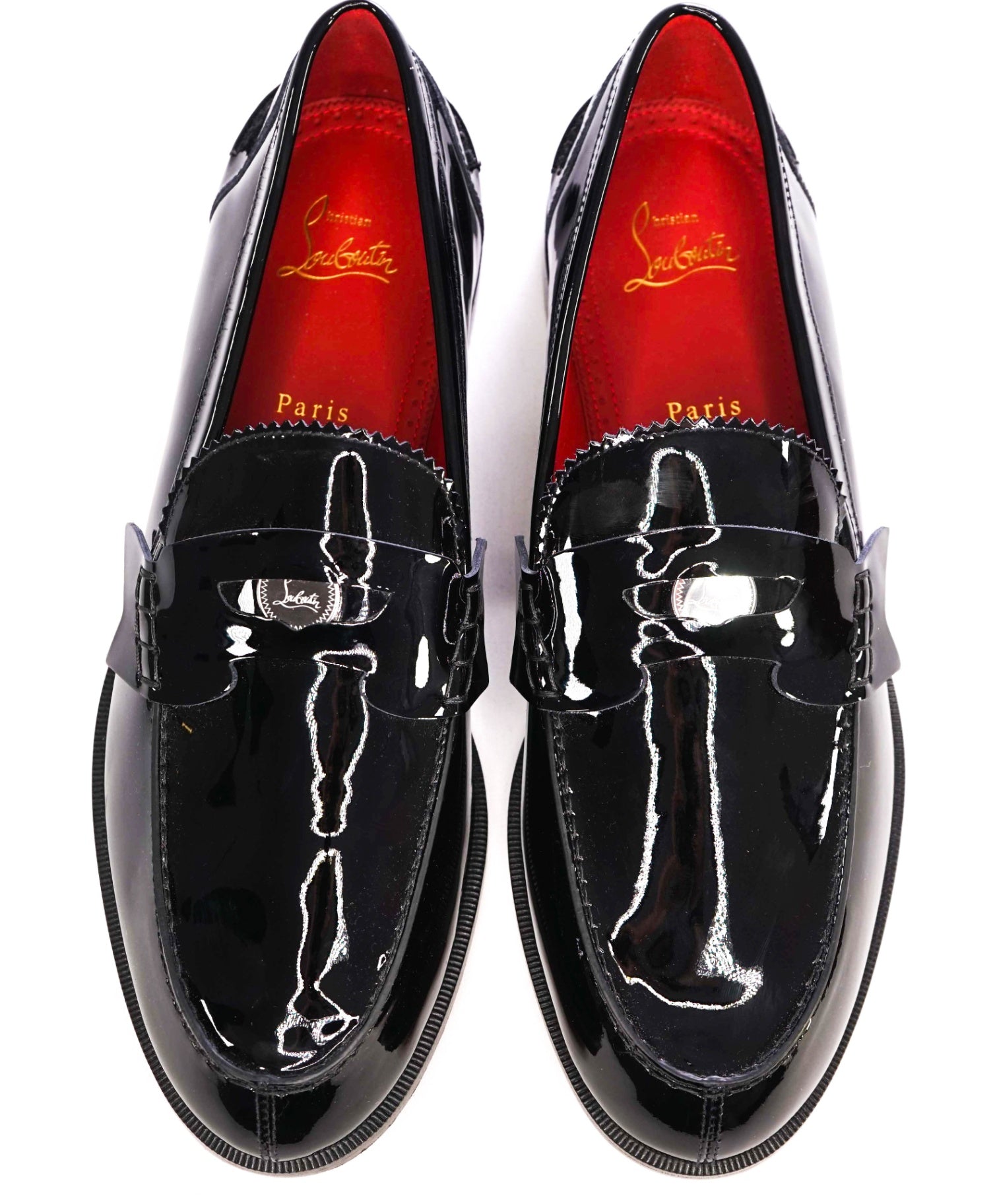 $1,145 CHRISTIAN LOUBOUTIN - *PENNY* Black Patent Loafers US 11 (44EU)