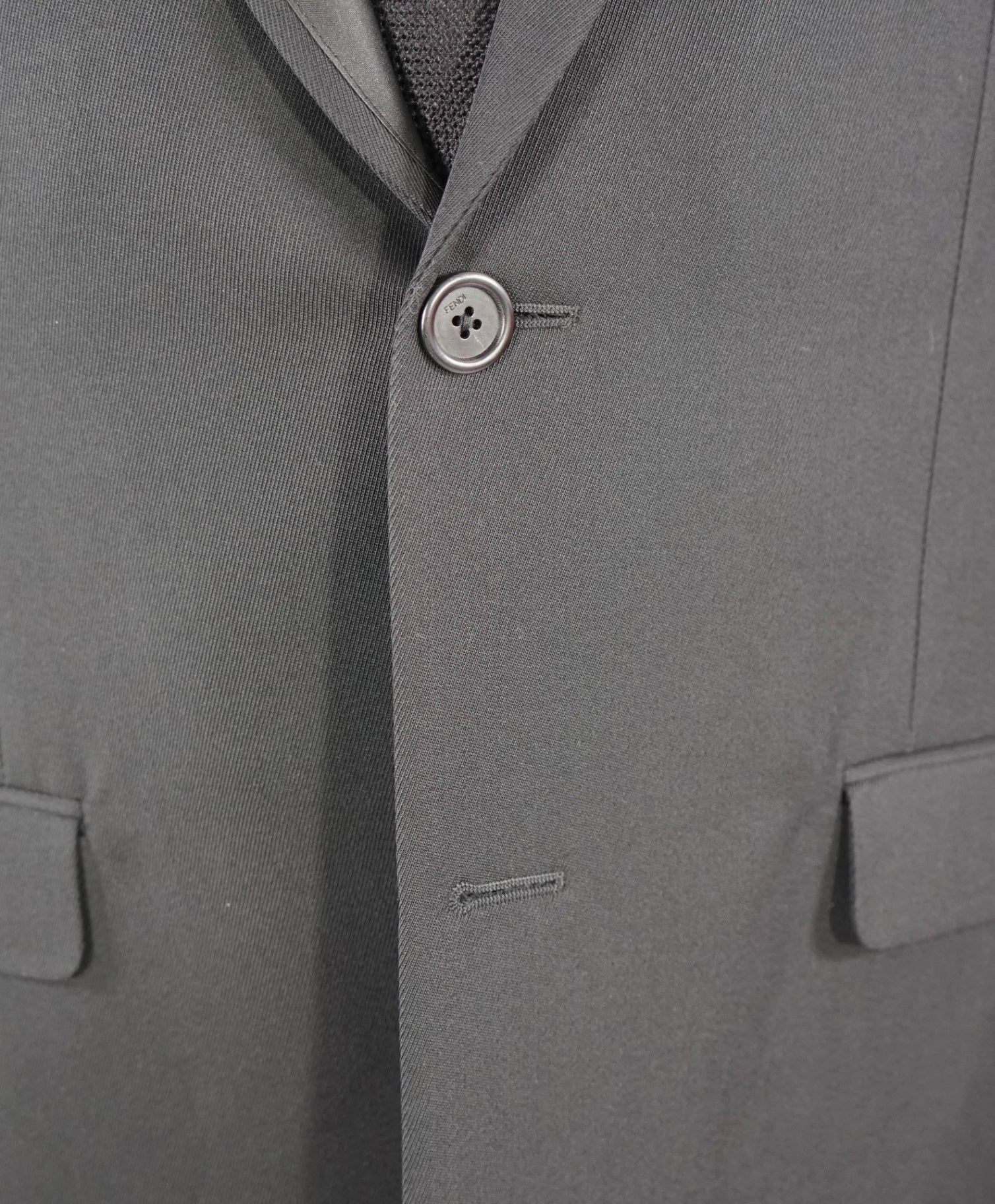 $2,495 FENDI Solid Black LOGO TAPE Blazer 42