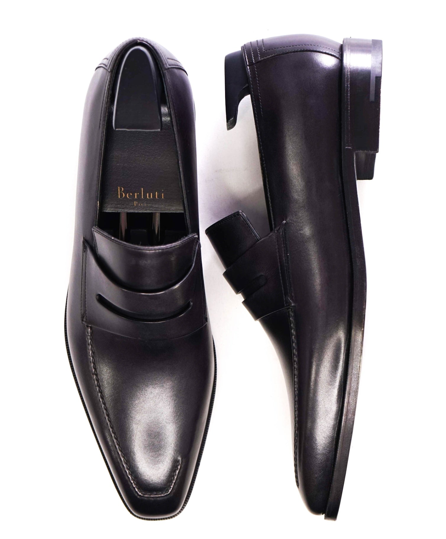 $2,480 Berluti "ANDY" Gray/Back Patina Leather Loafers 11.5 US (10.5UK)