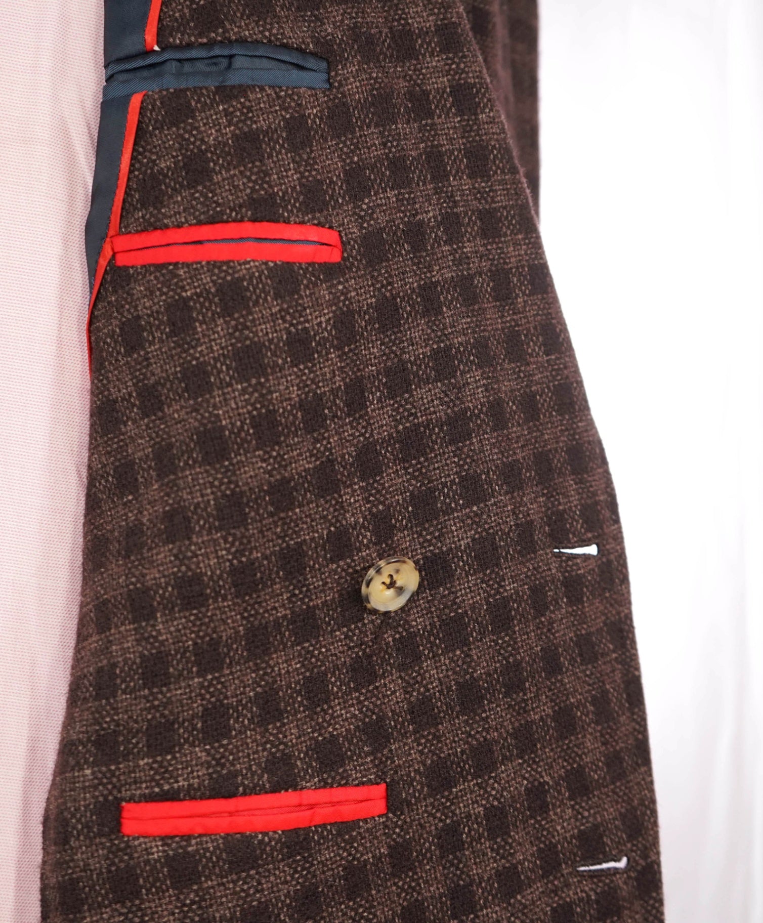 $3,995 ISAIA "DOMENICO" Brown Double Breasted Wool/Silk Blazer 42R