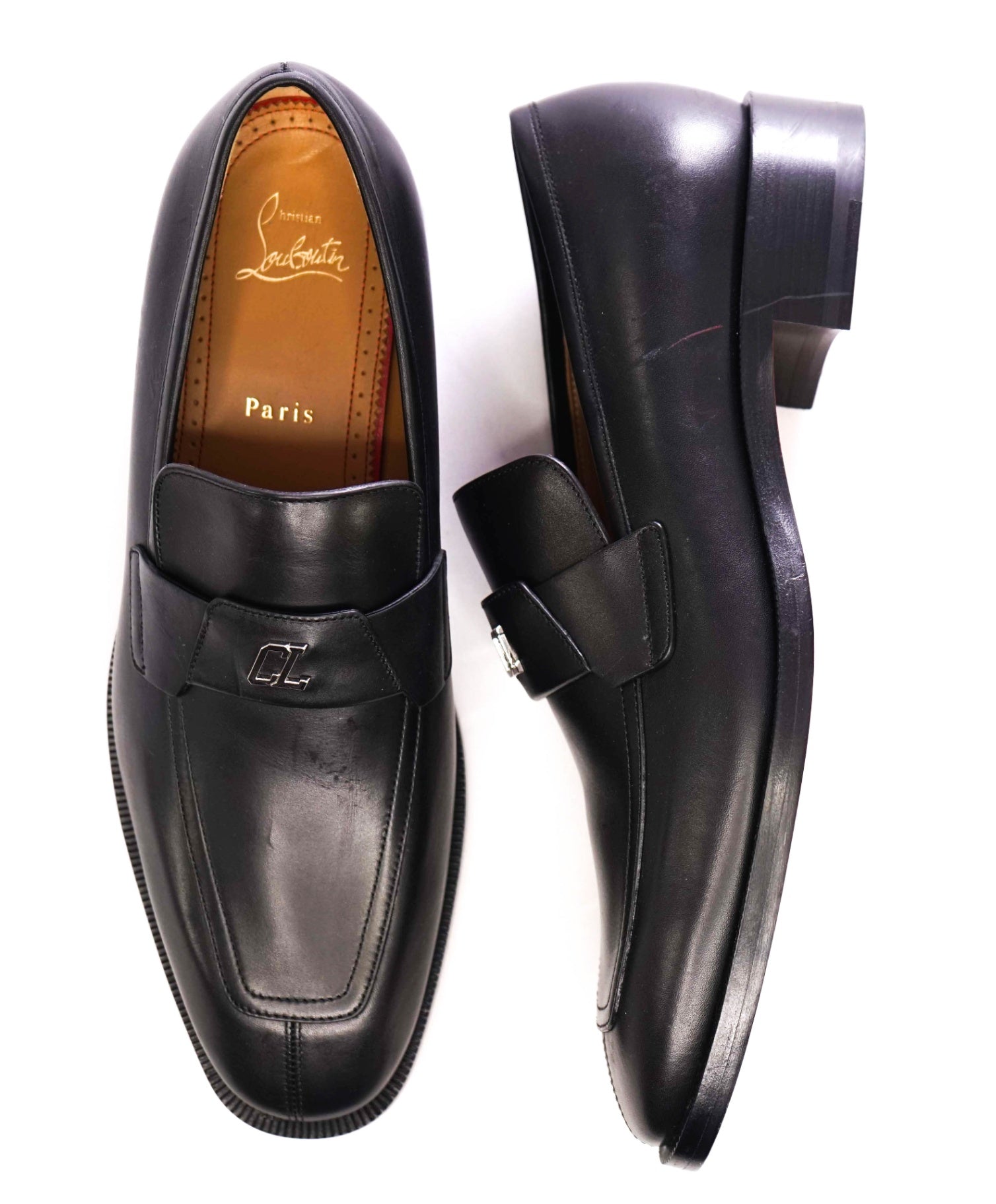 $1,100 CHRISTIAN LOUBOUTIN - *VARSIMOC* Black Leather Loafers US 9.5 (42.5EU)