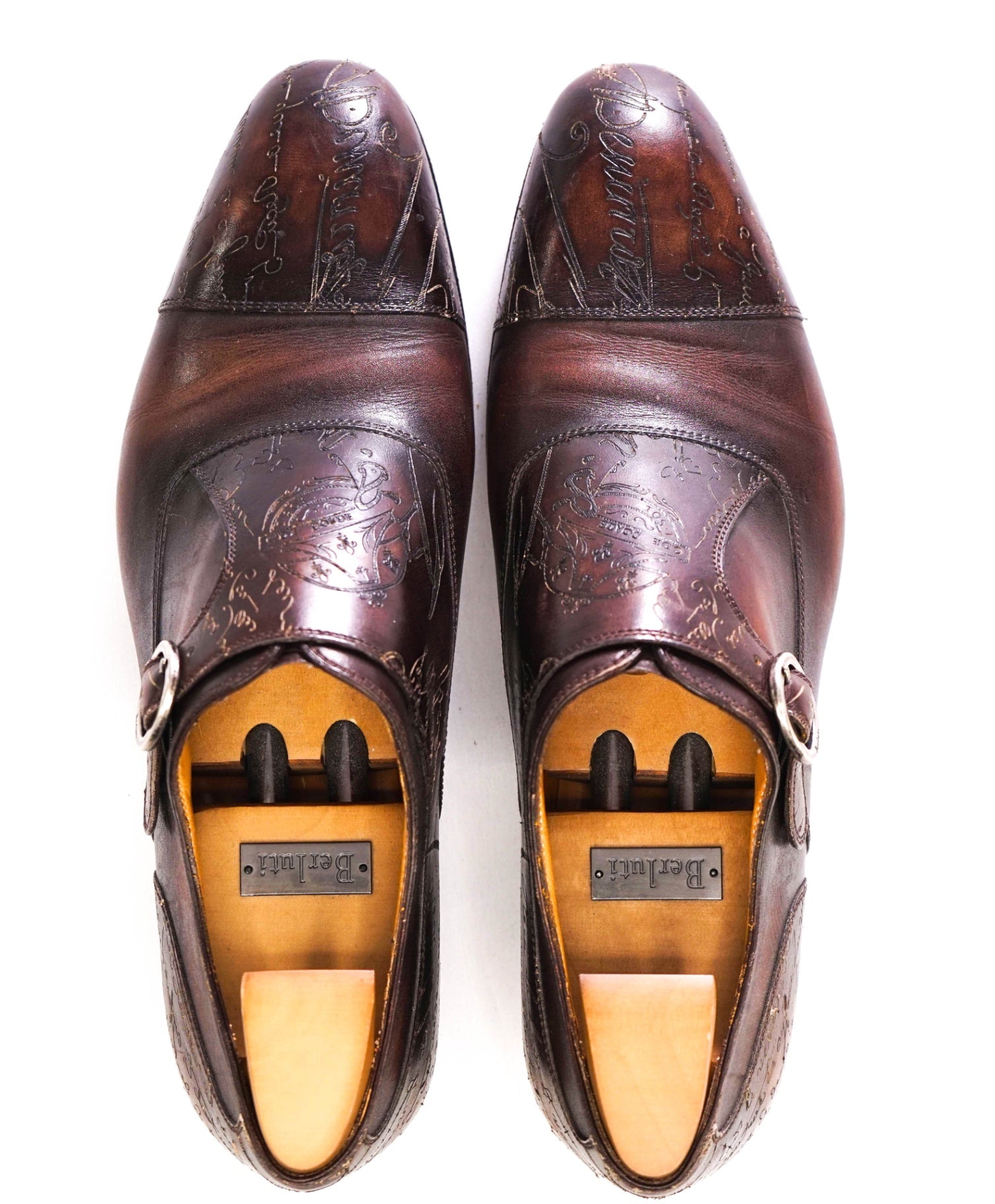 $2,480 Berluti SCRITTO Single Monk Brown Leather Loafers 10US (9IT)