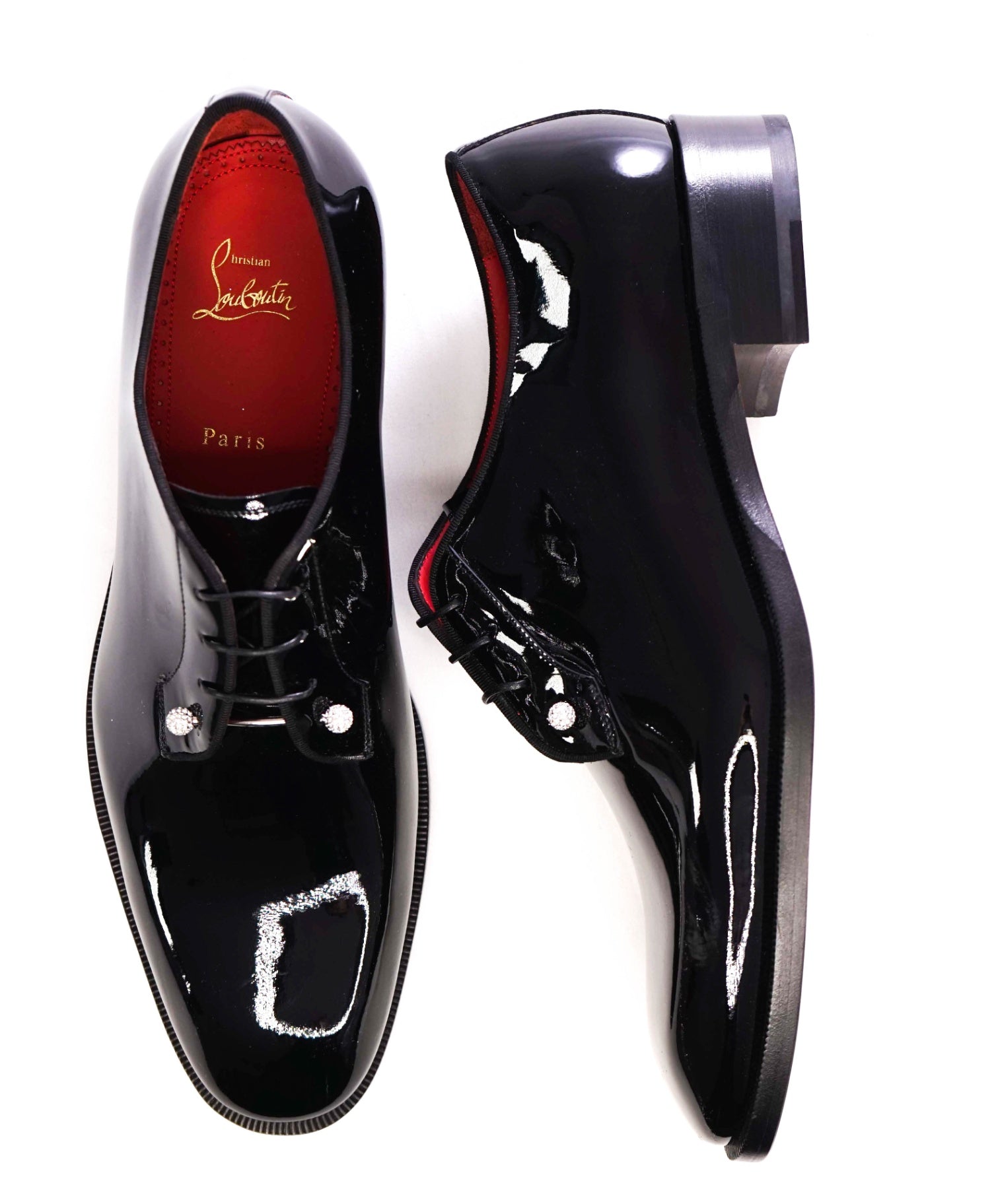$1,295 Christian Louboutin "Chambeliss Night Strass" Patent Oxfords US 12 (45EU)
