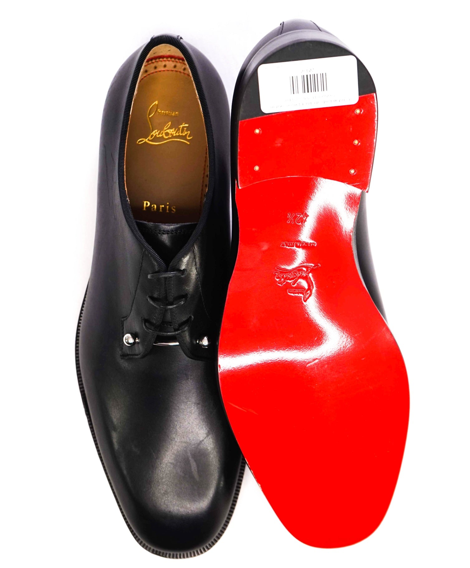 $1,250 Christian Louboutin "Chambeliss" Black Leather Oxfords US 9.5 (42.5 EU)