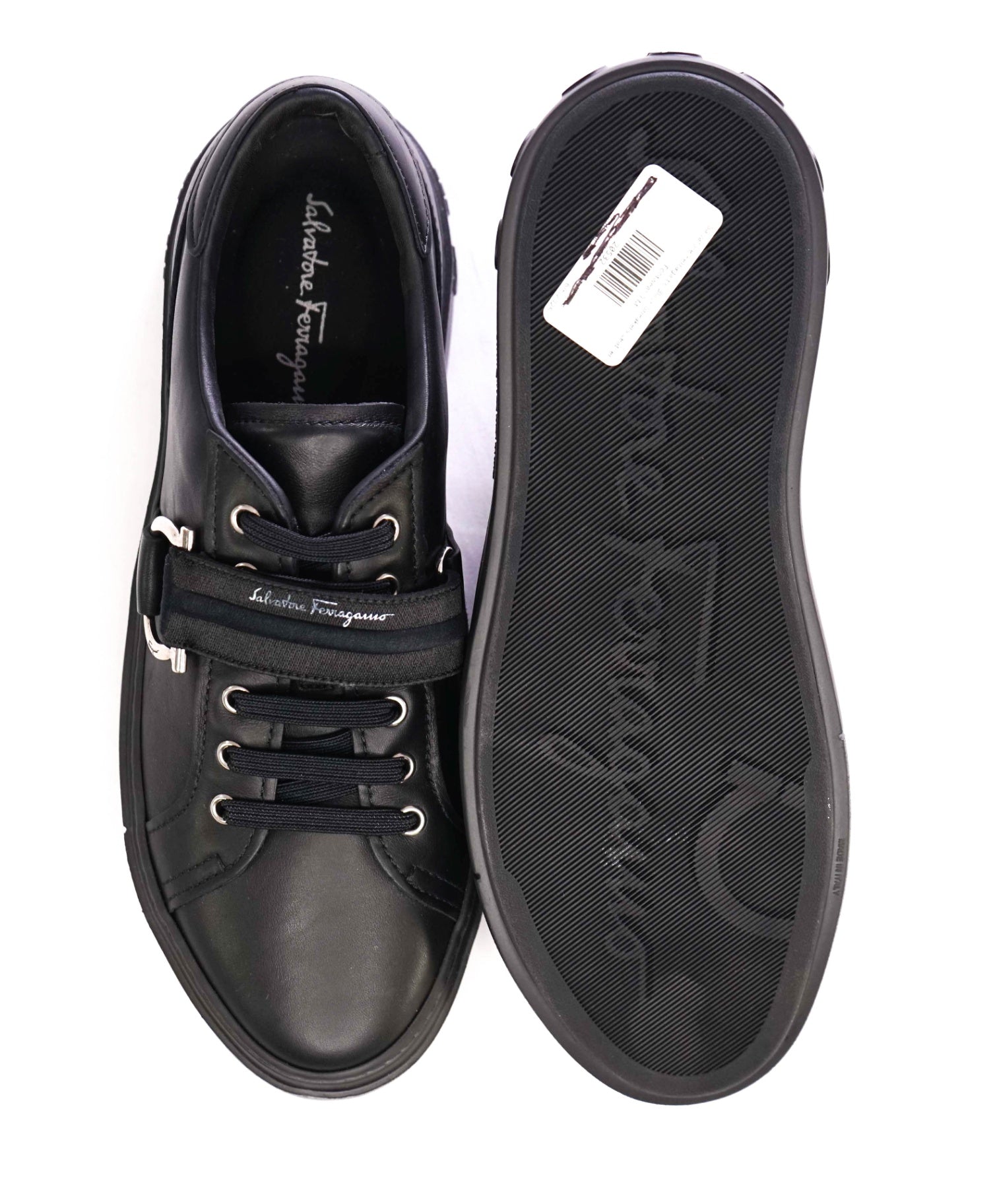 $750 SALVATORE FERRAGAMO - *GANCINI* Black Sneaker 9 M