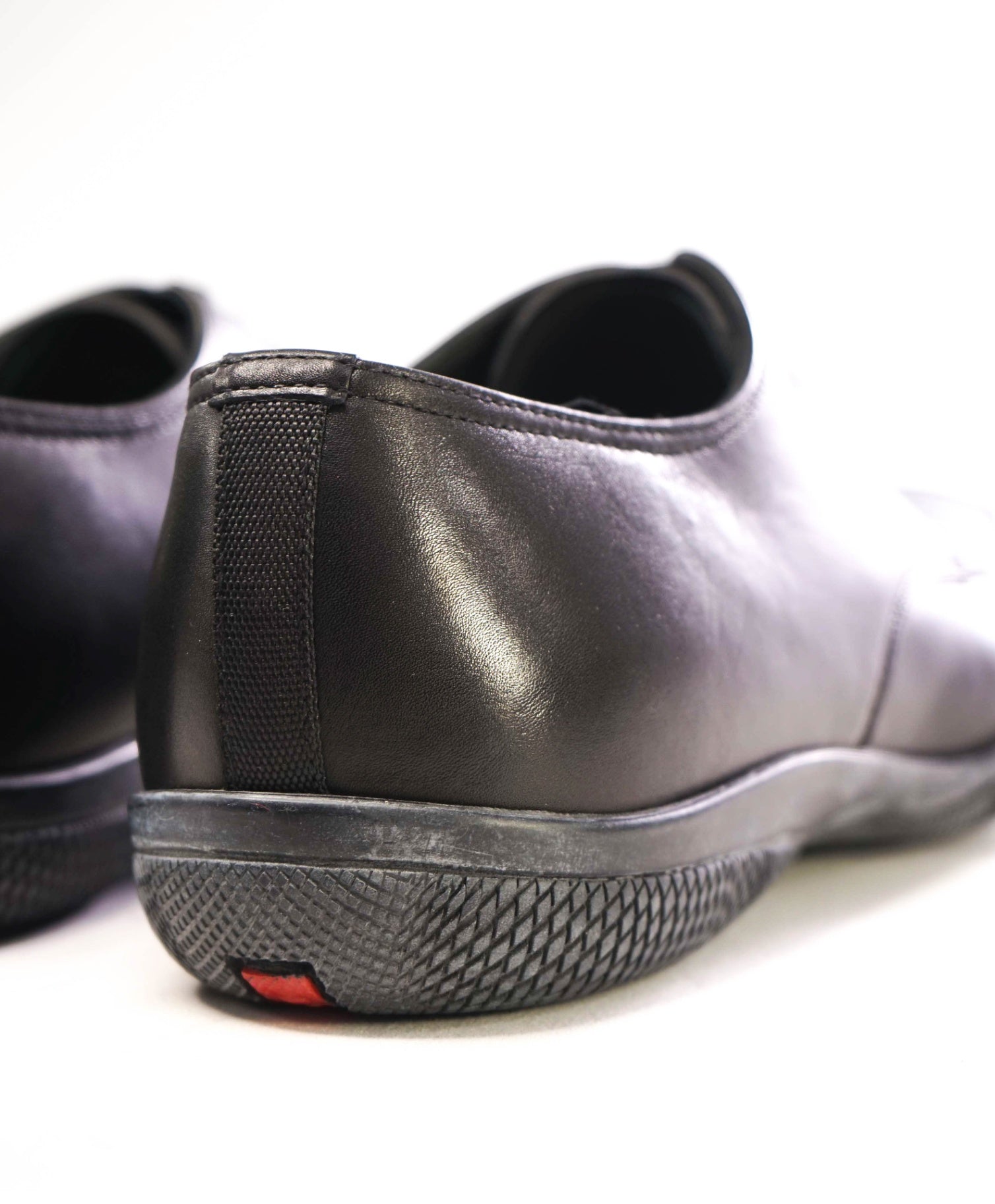 $795 Prada LINEA ROSSA Solid Black Leather Footwear US 7.5 (6.5UK)