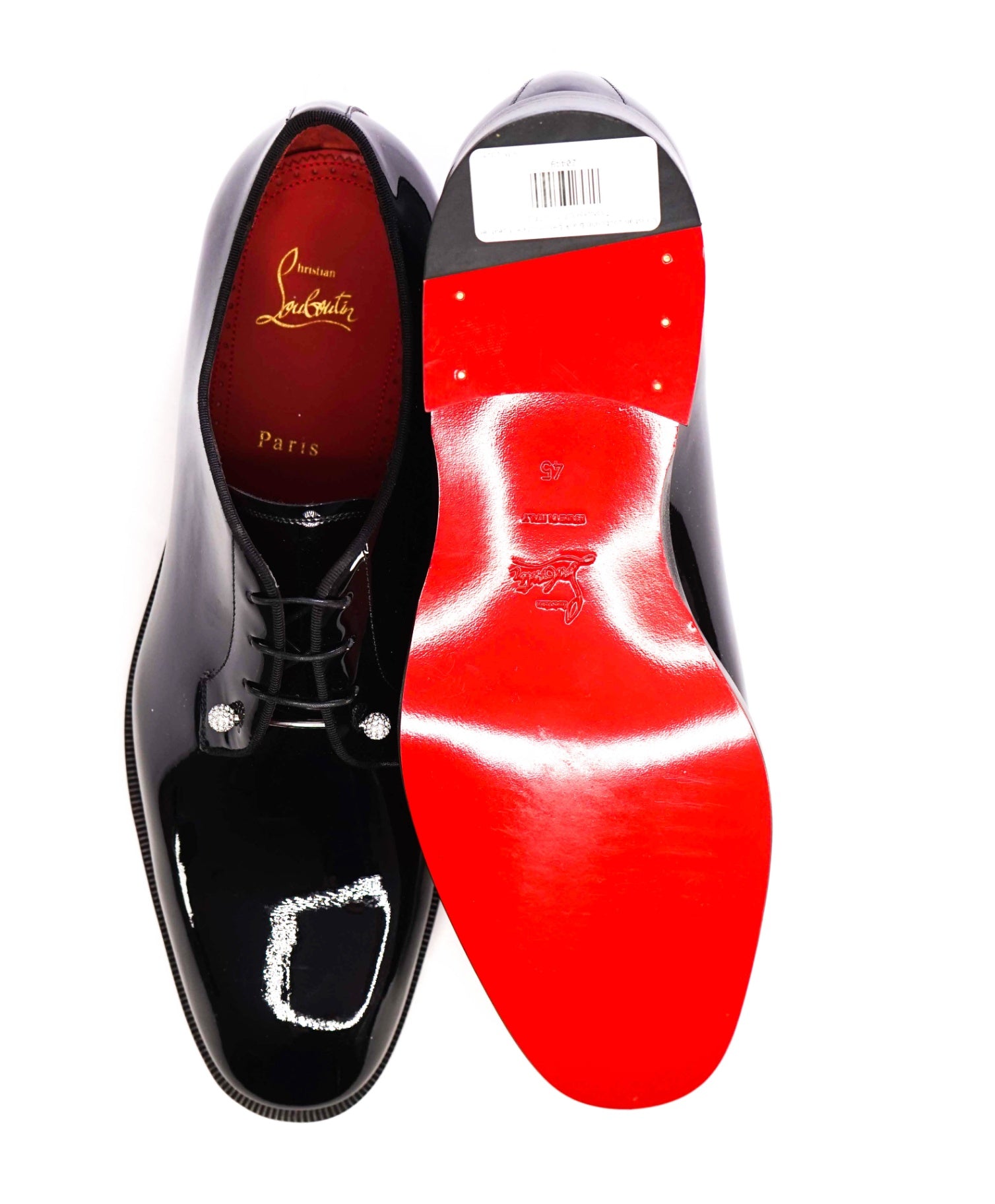 $1,295 Christian Louboutin "Chambeliss Night Strass" Patent Oxfords US 12 (45EU)
