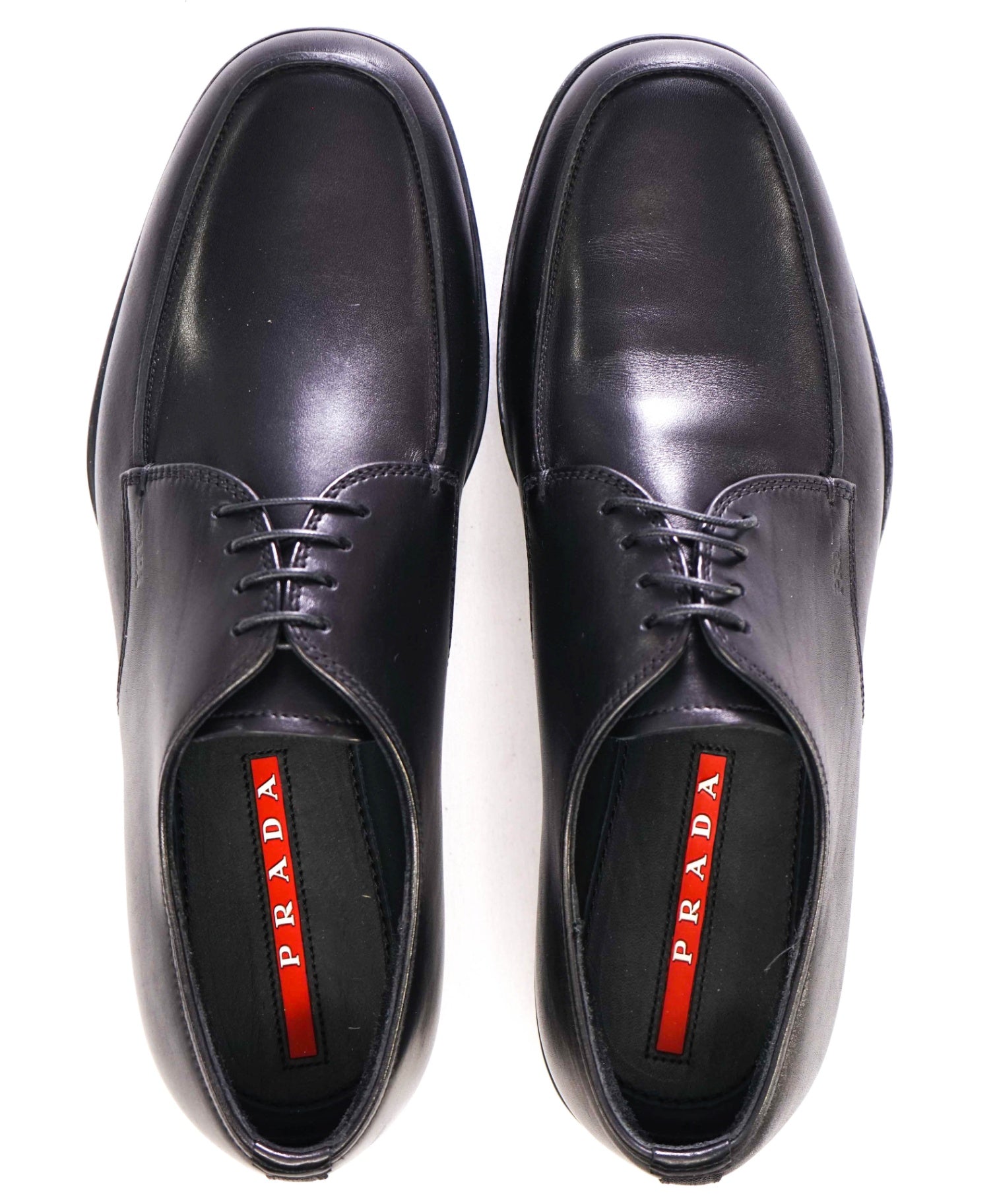 $795 Prada LINEA ROSSA Solid Black Leather Footwear US 7.5 (6.5UK)