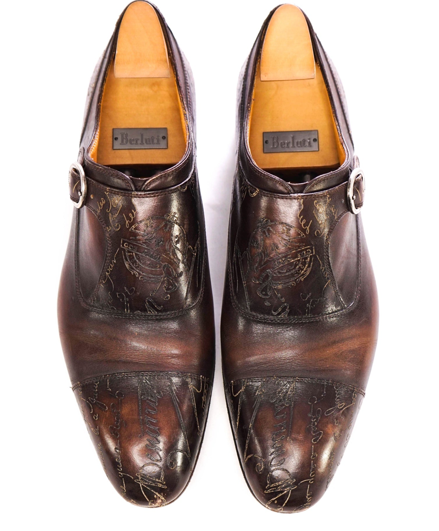 $2,480 Berluti SCRITTO Single Monk Brown Leather Loafers 10US (9IT)