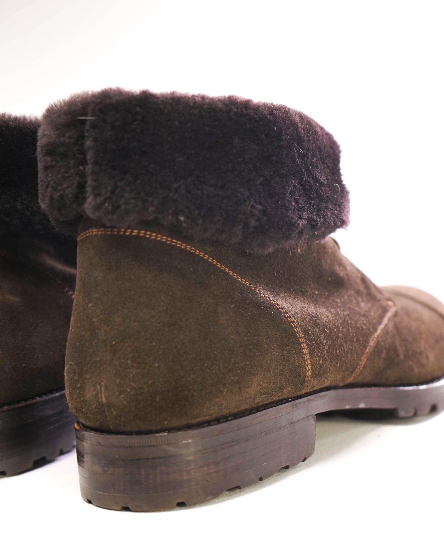 $1,295 Canali Brown SHEARLING LINED Ankle Boots 10US