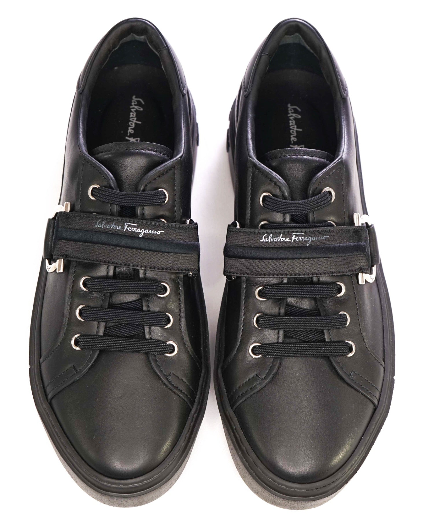 $750 SALVATORE FERRAGAMO - *GANCINI* Black Sneaker 9 M