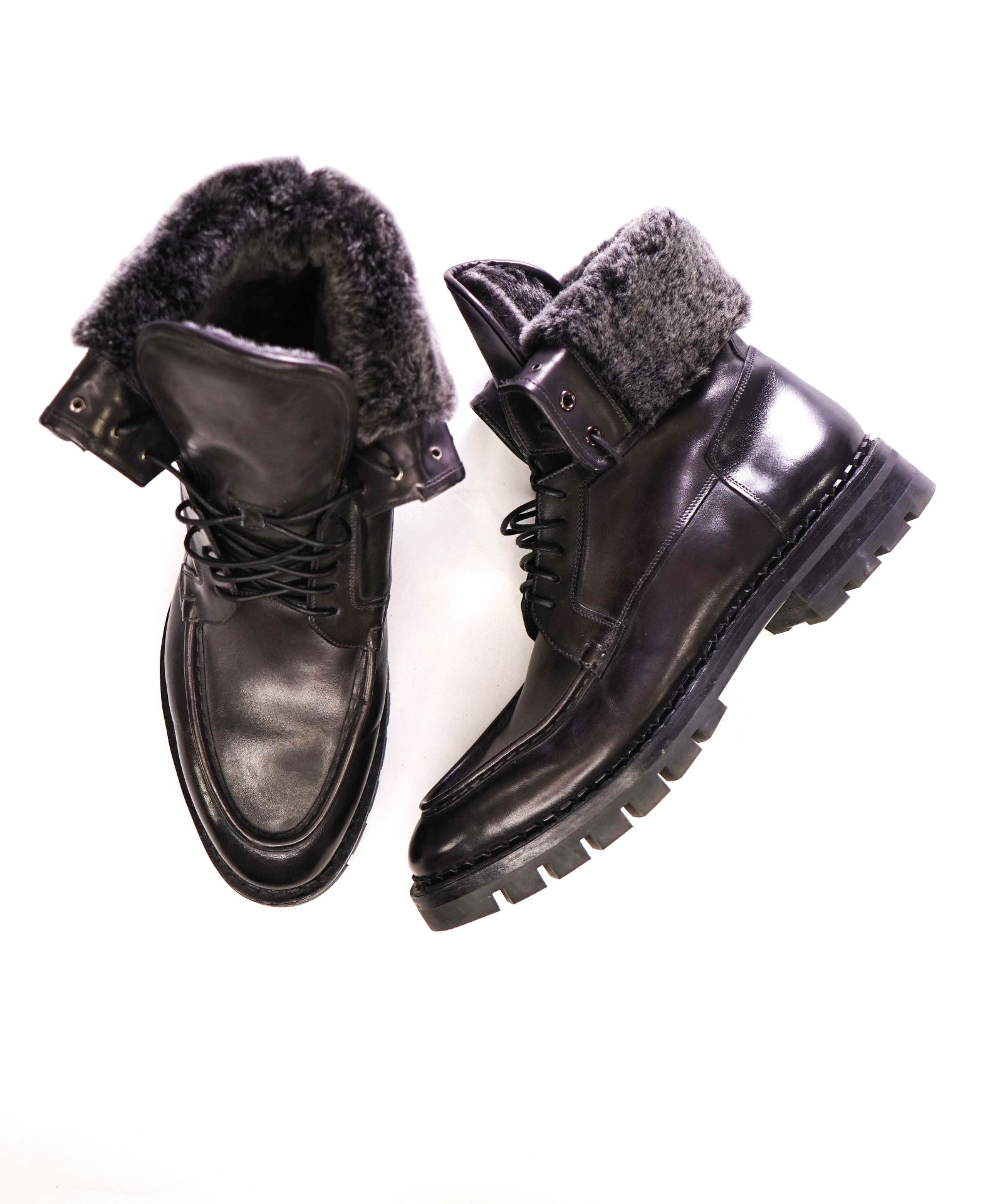 $1,490 Santoni Boots Leather RABBIT FUR US 11 (UK10)