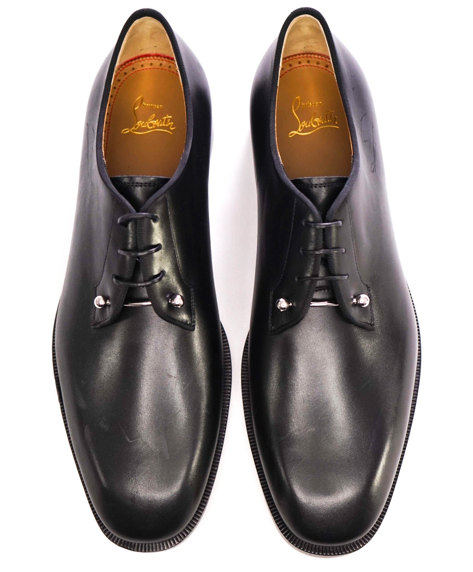$1,250 Christian Louboutin "Chambeliss" Black Leather Oxfords US 9.5 (42.5 EU)