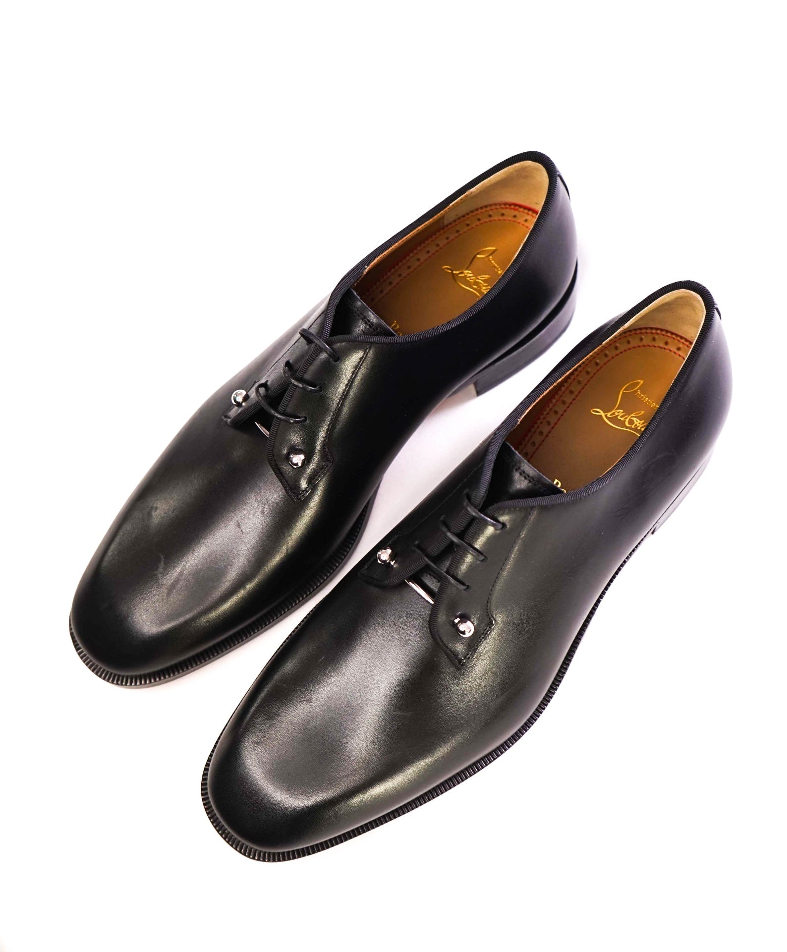 $1,250 Christian Louboutin "Chambeliss" Black Leather Oxfords US 9.5 (42.5 EU)
