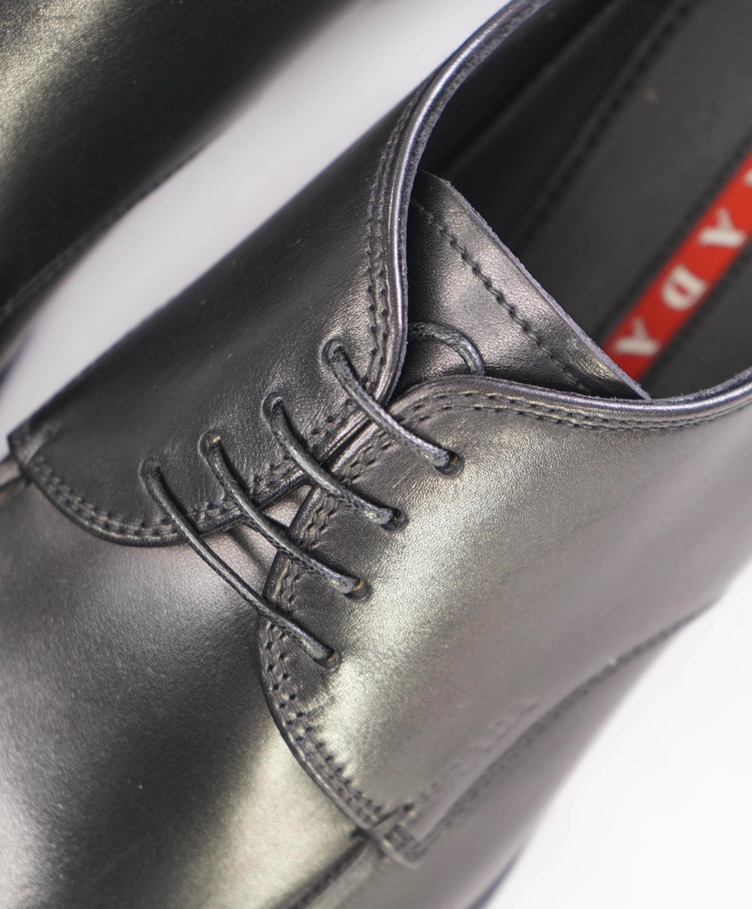 $795 Prada LINEA ROSSA Solid Black Leather Footwear US 7.5 (6.5UK)