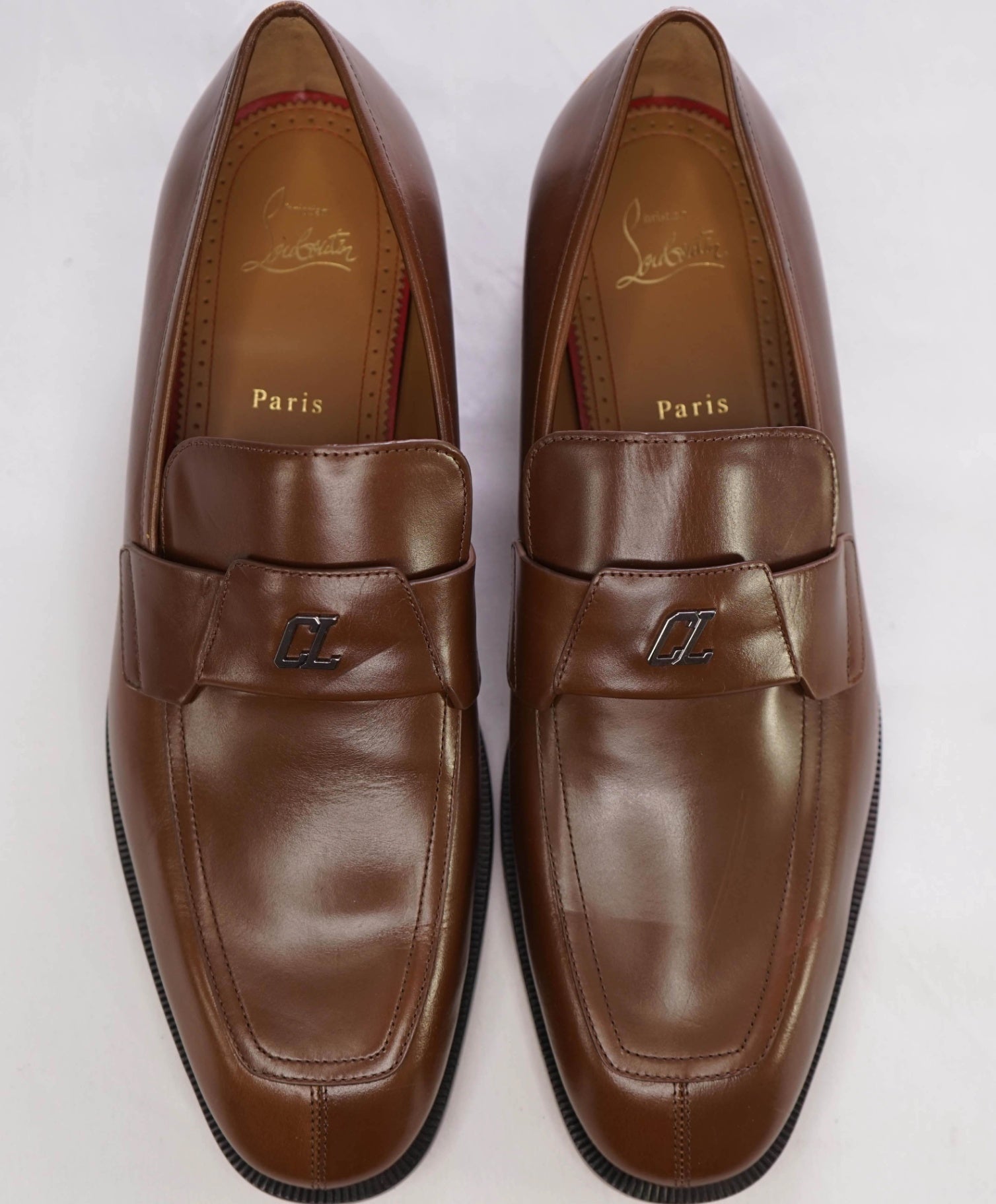 $1,100 CHRISTIAN LOUBOUTIN - *VARSIMOC* Brown Leather Loafers US 11 (44EU)