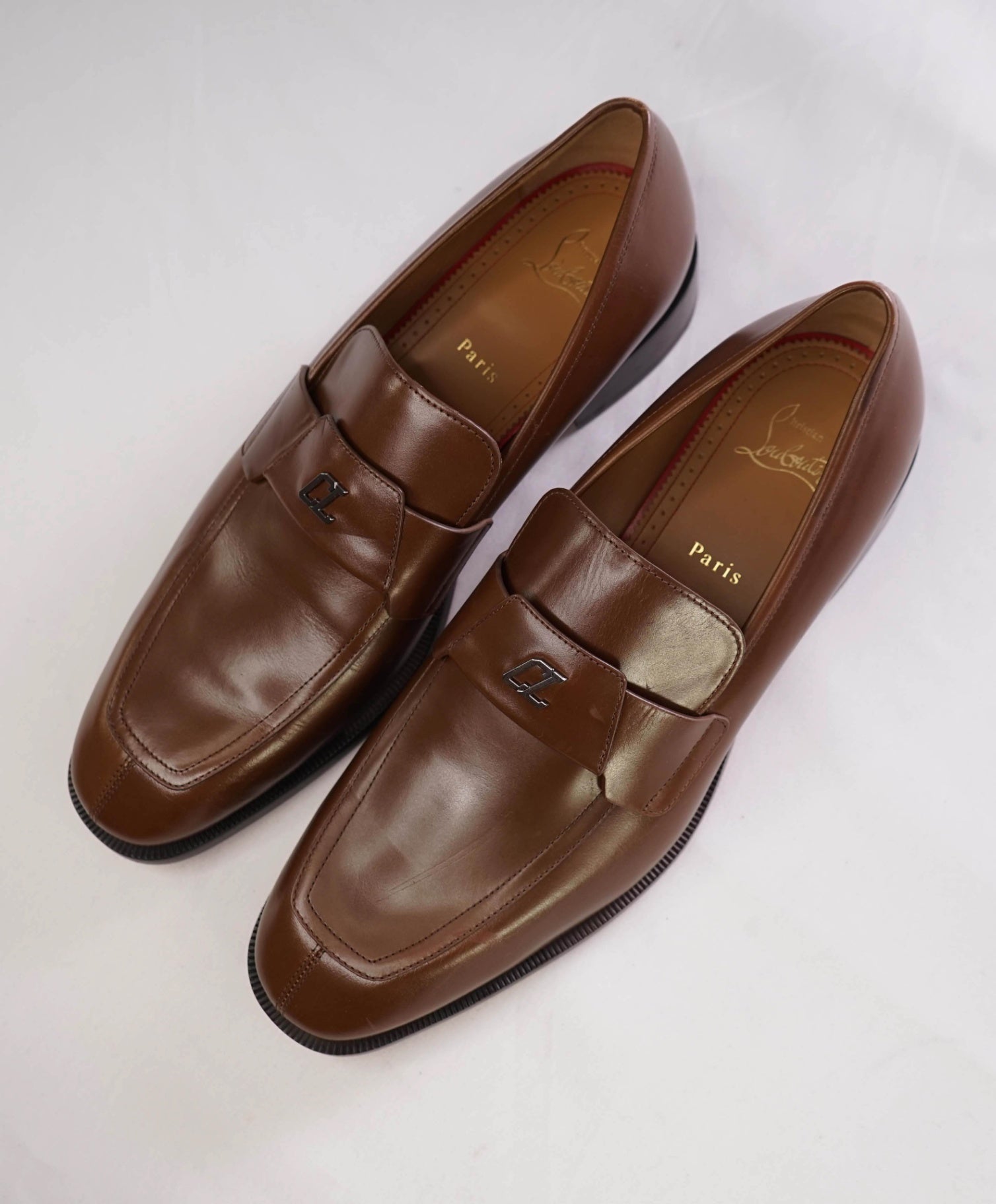 $1,100 CHRISTIAN LOUBOUTIN - *VARSIMOC* Brown Leather Loafers US 11 (44EU)