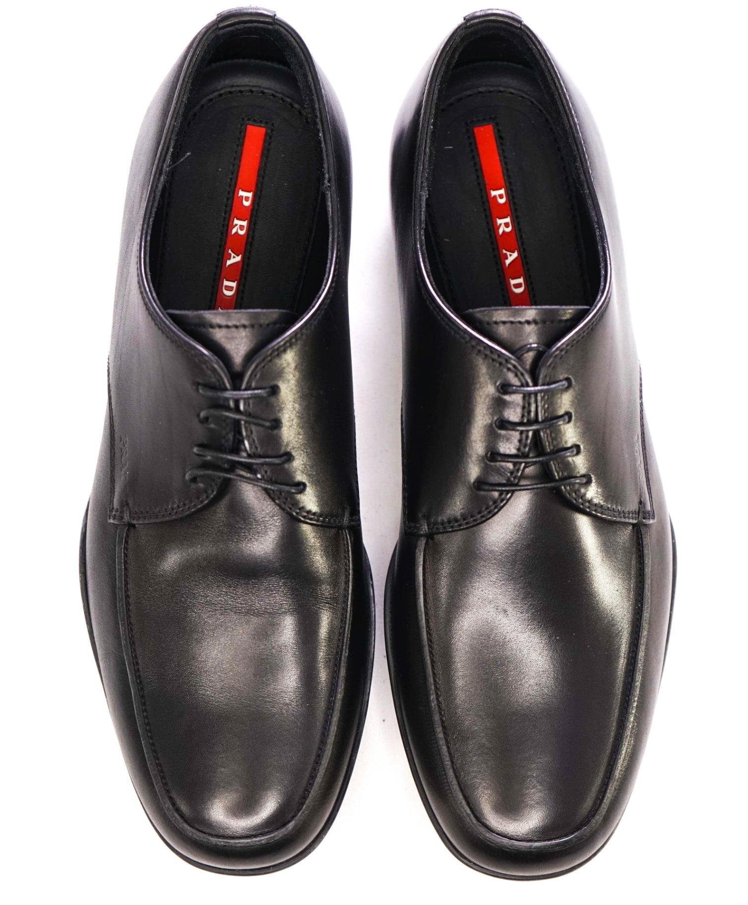 $795 Prada LINEA ROSSA Solid Black Leather Footwear US 7.5 (6.5UK)