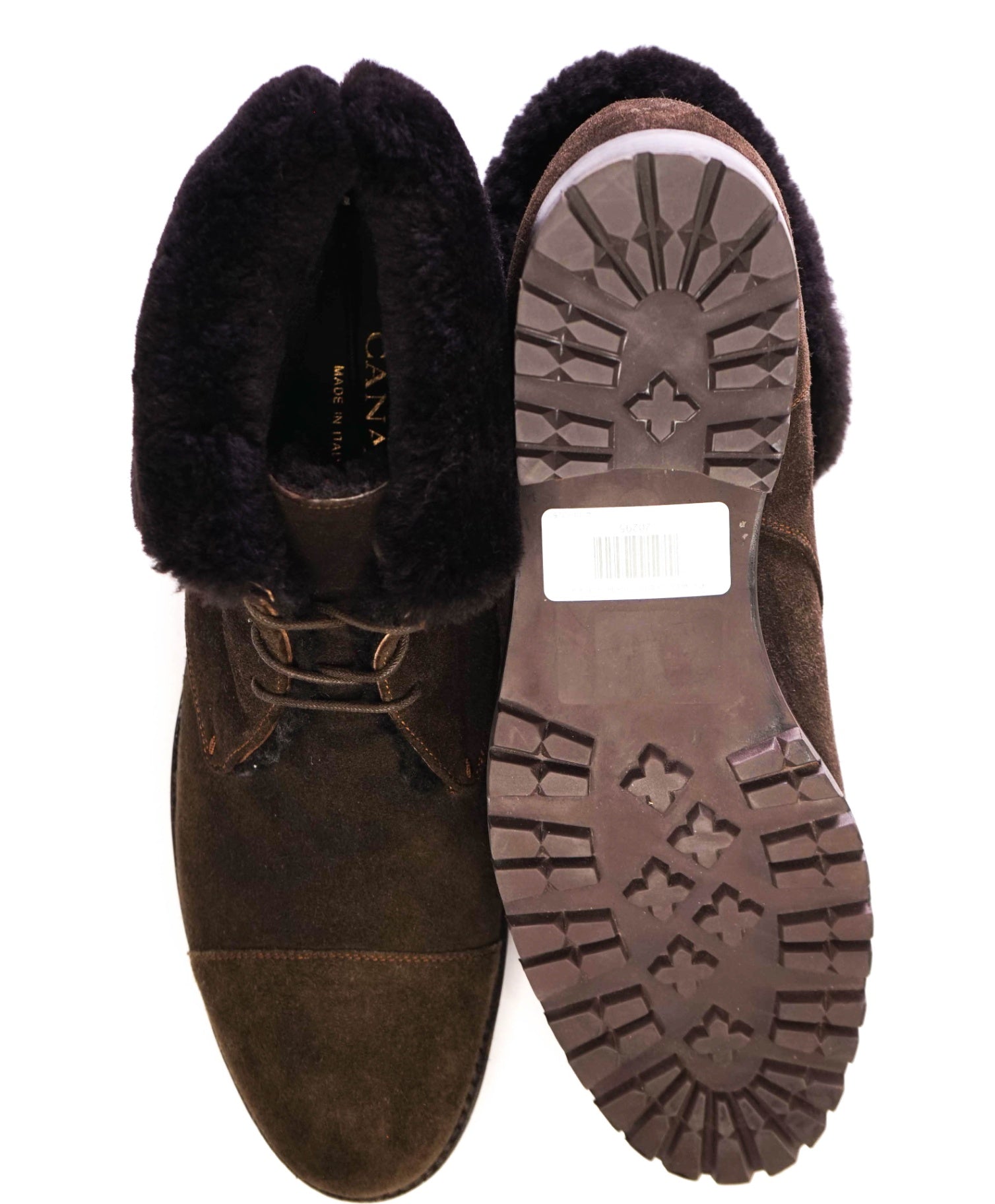 $1,295 Canali Brown SHEARLING LINED Ankle Boots 10US