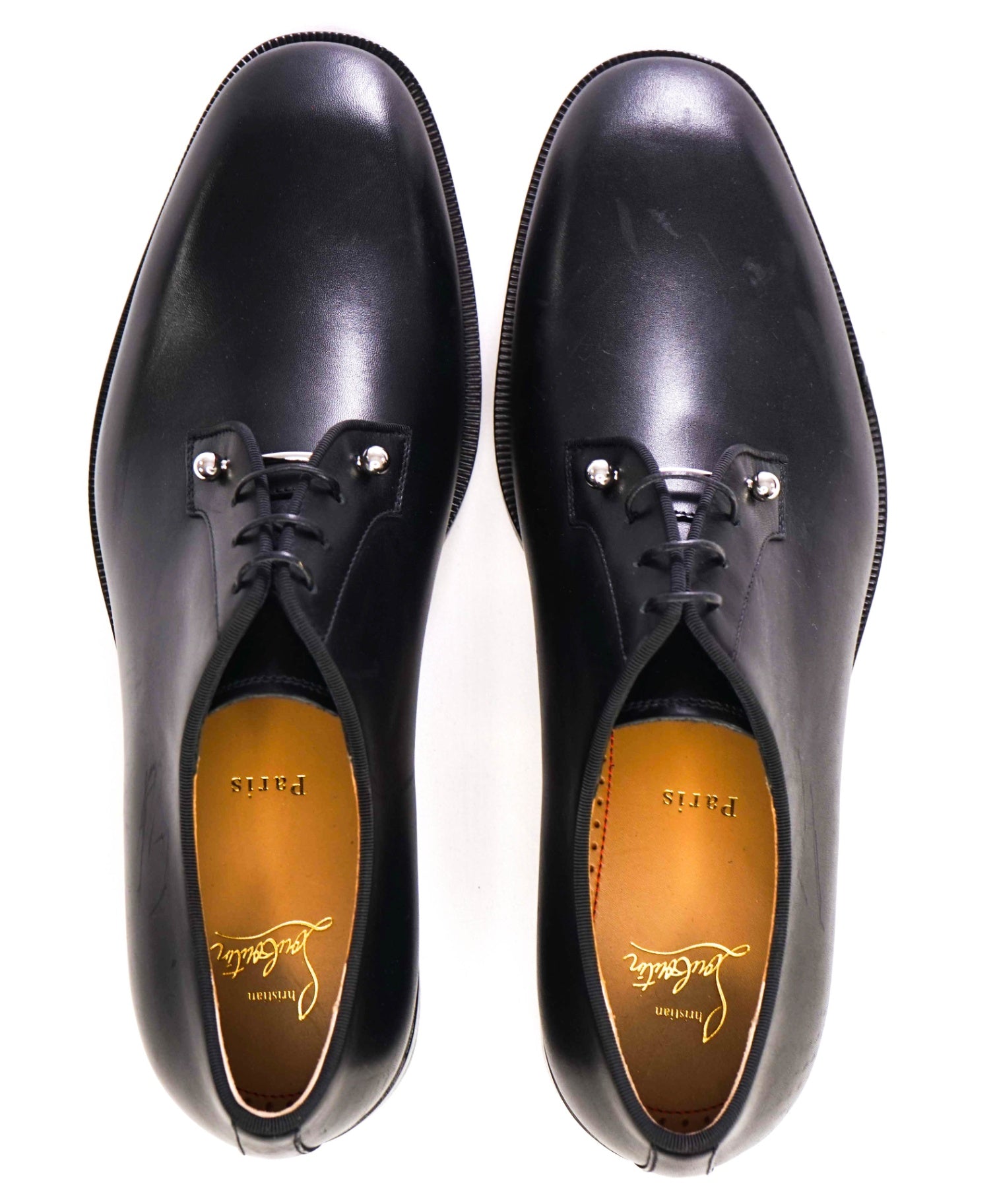 $1,250 Christian Louboutin "Chambeliss" Black Leather Oxfords US 9.5 (42.5 EU)