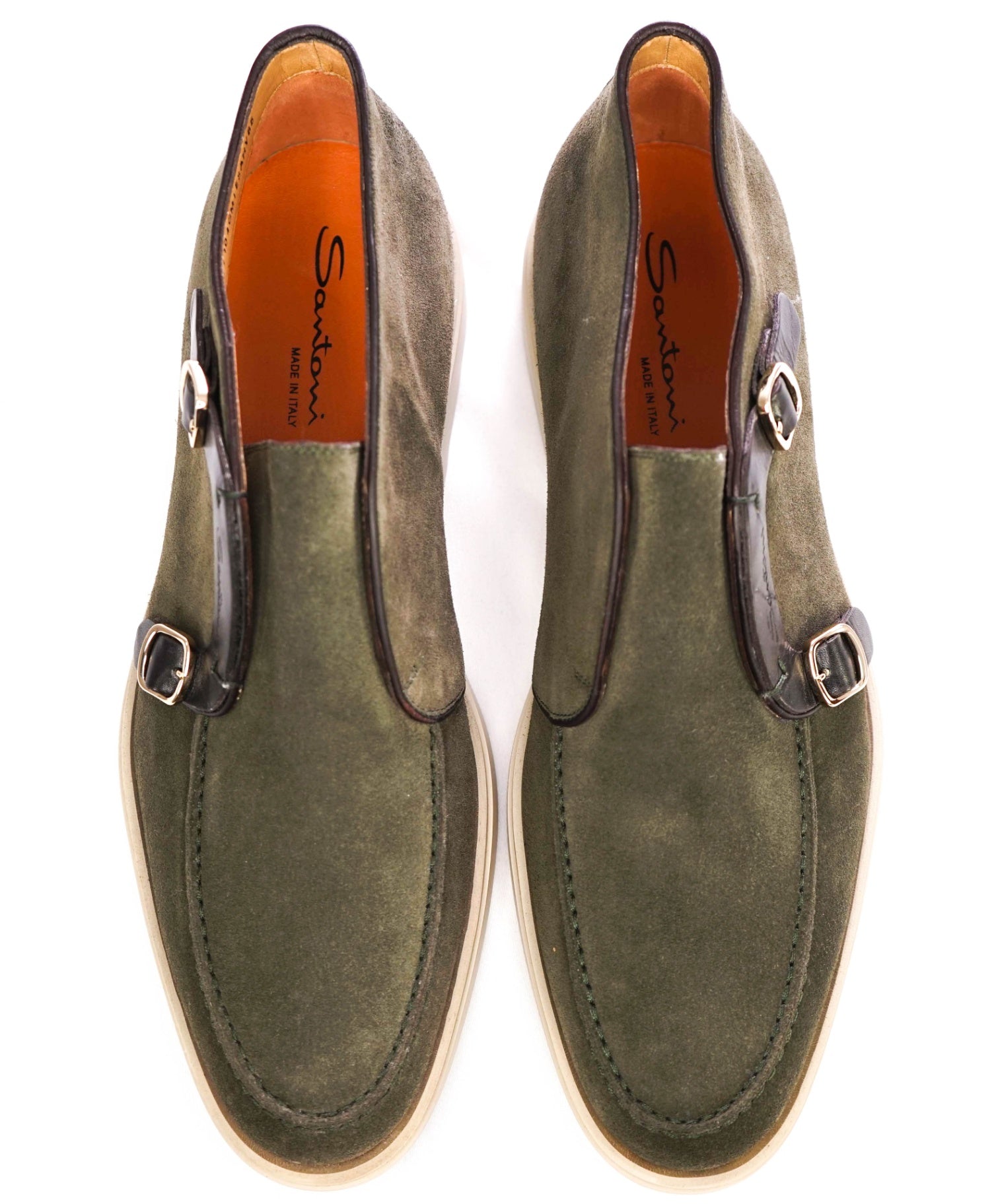 $995 Santoni Olive Grey Suede Chukka Slip On Footwear US 12 (11UK)