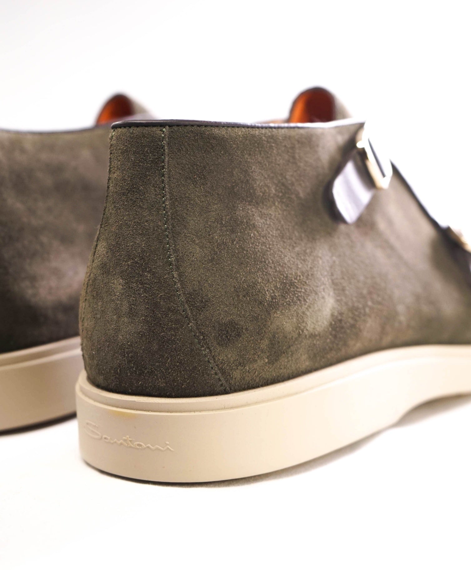 $995 Santoni Olive Grey Suede Chukka Slip On Footwear US 12 (11UK)