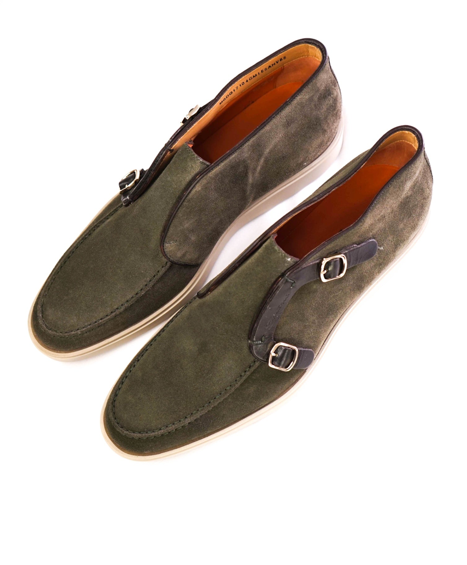 $995 Santoni Olive Grey Suede Chukka Slip On Footwear US 12 (11UK)