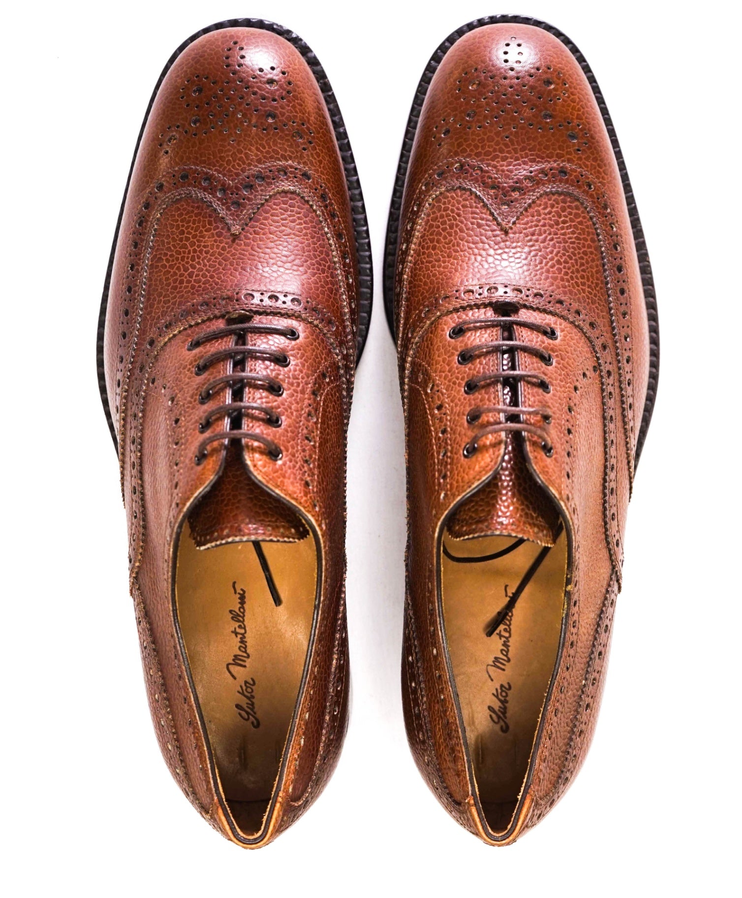 $850 Sutor Mantellassi Brown Pebbled Oxfords Leather Footwear 9