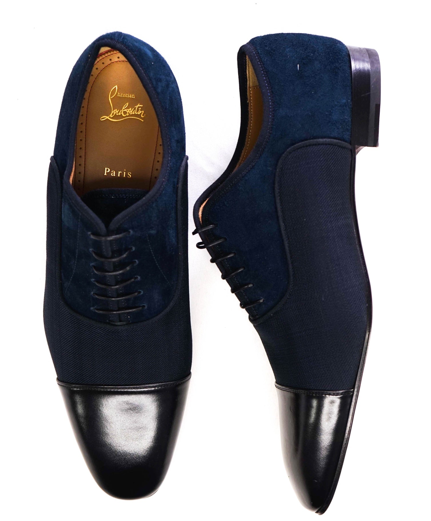 $1,050 CHRISTIAN LOUBOUTIN - *GREGGO* Suede Navy Blue Oxfords US 14 (47EU)