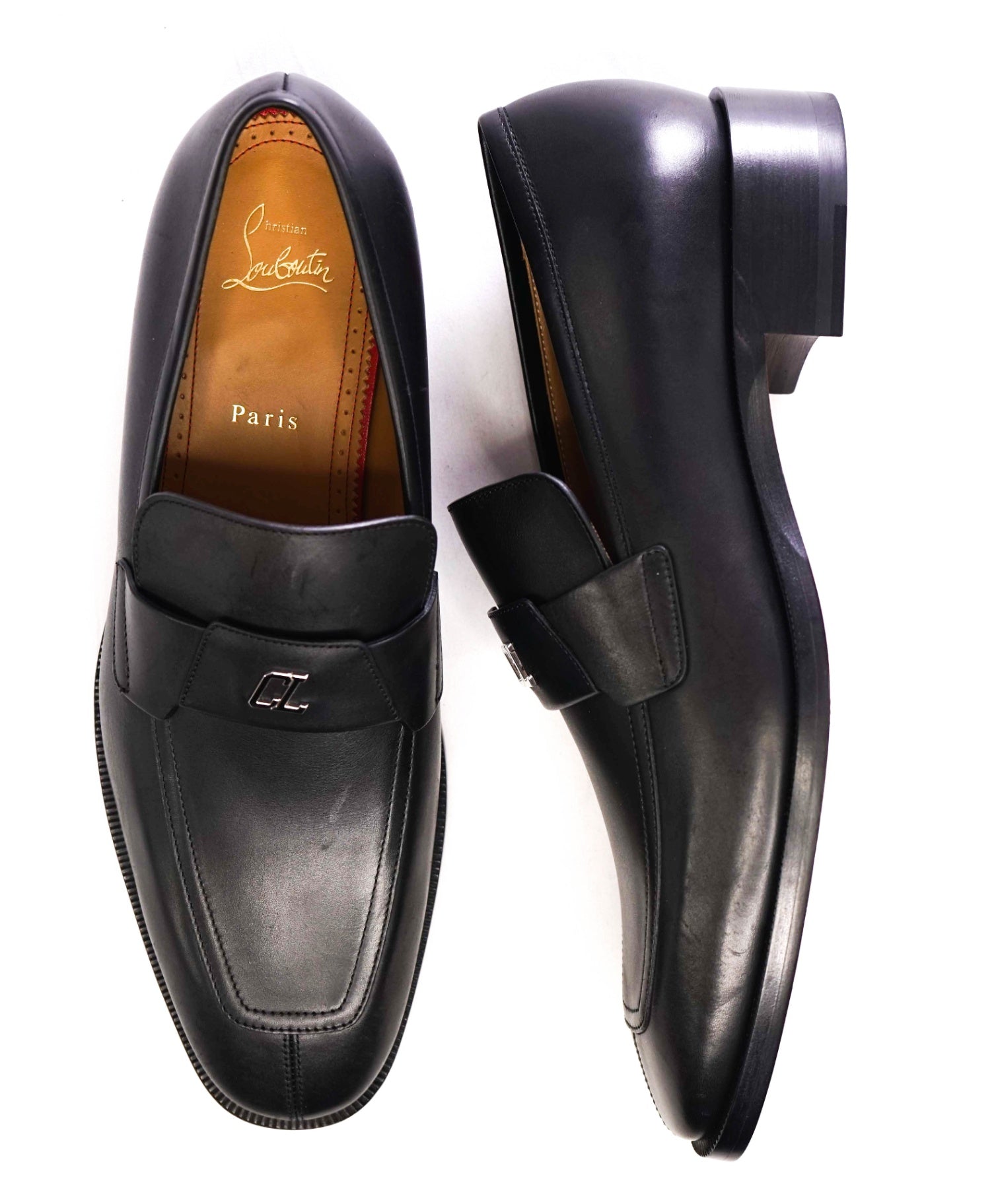 $1,100 CHRISTIAN LOUBOUTIN - *VARSIMOC* Black Leather Loafers US 11 (44EU)