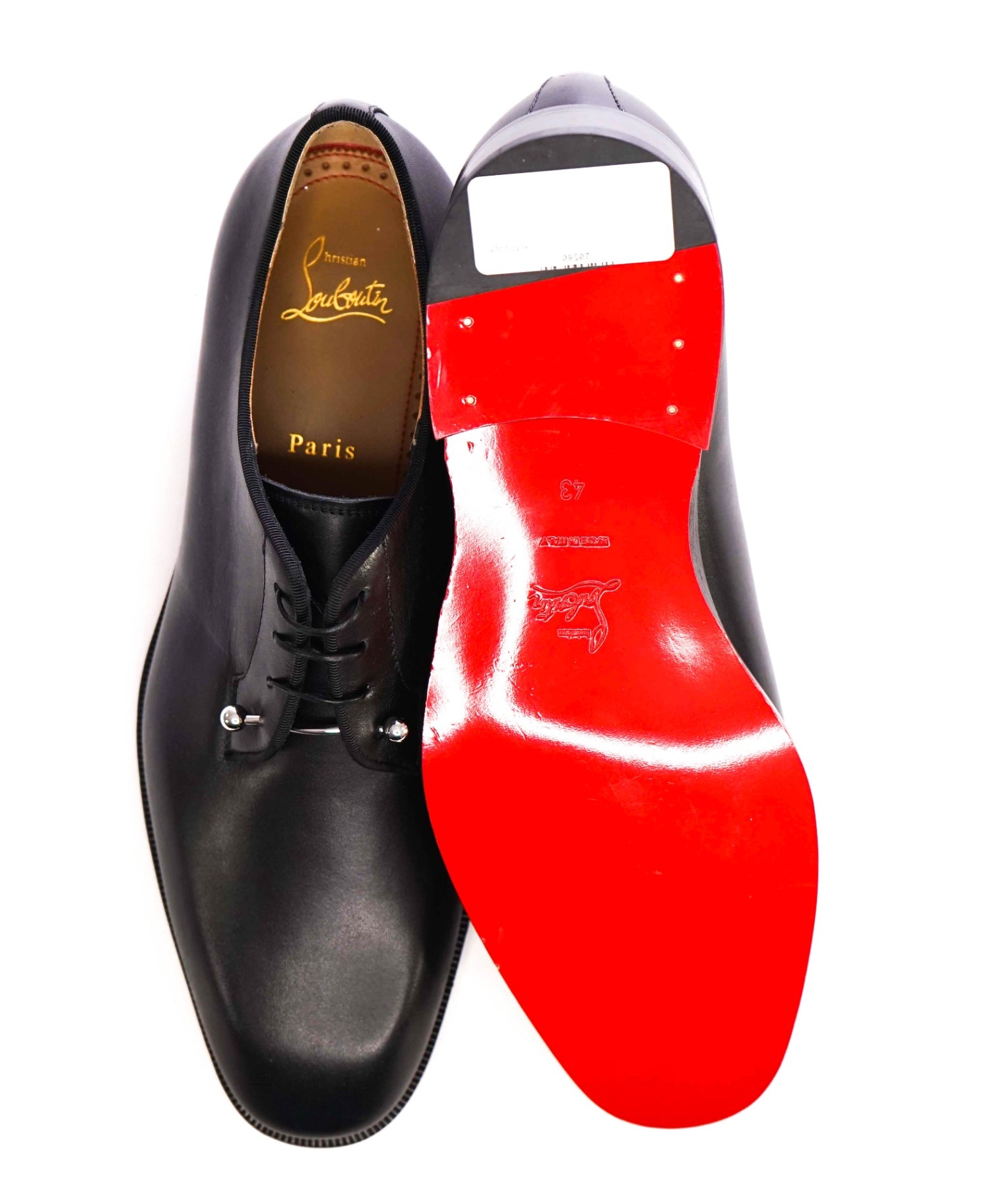 $1,250 Christian Louboutin "Chambeliss" Black Leather Oxfords US 10 (43EU)