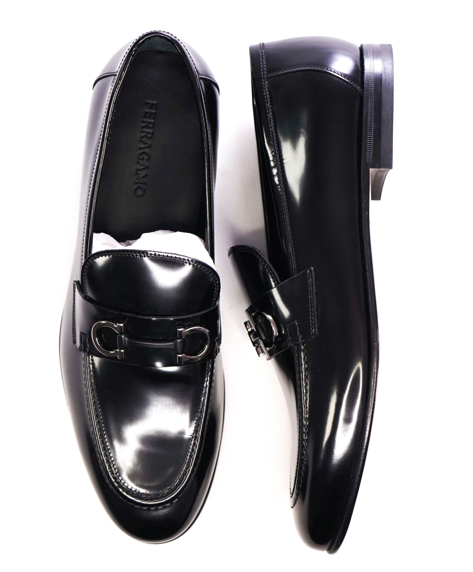 $850 SALVATORE FERRAGAMO - “GIN 4" Gancini Bit Loafer Black 11 EE
