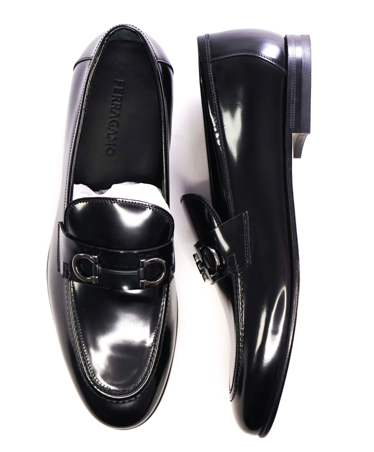 Salvatore Ferragamo Black Leather Bit Loafers with Silver Gancini Men main image 2