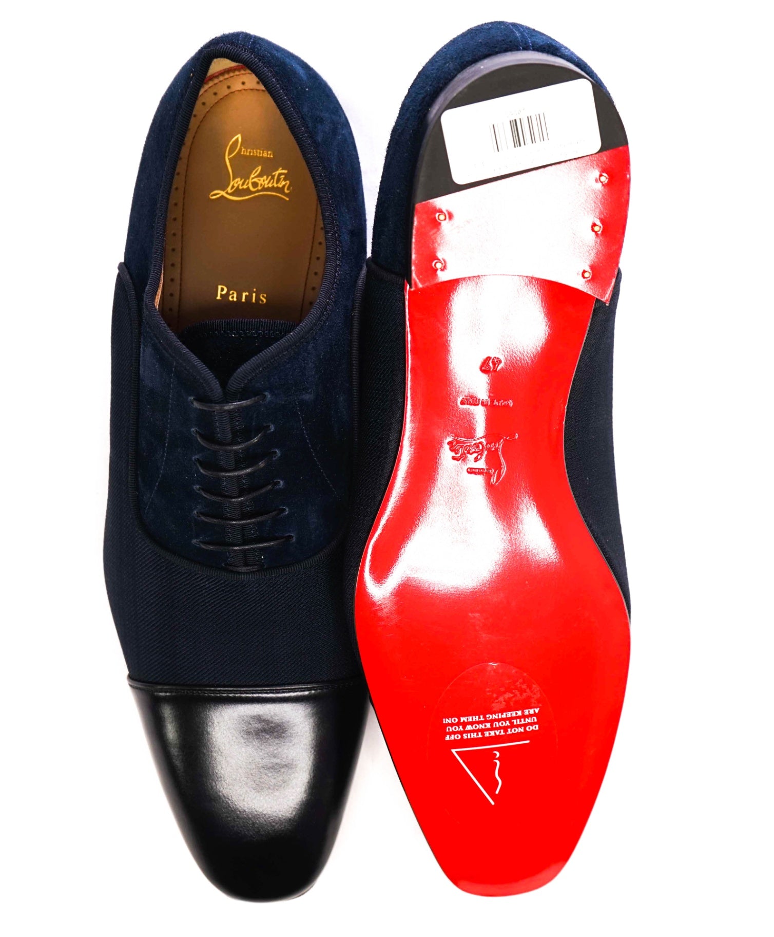 $1,050 CHRISTIAN LOUBOUTIN - *GREGGO* Suede Navy Blue Oxfords US 14 (47EU)