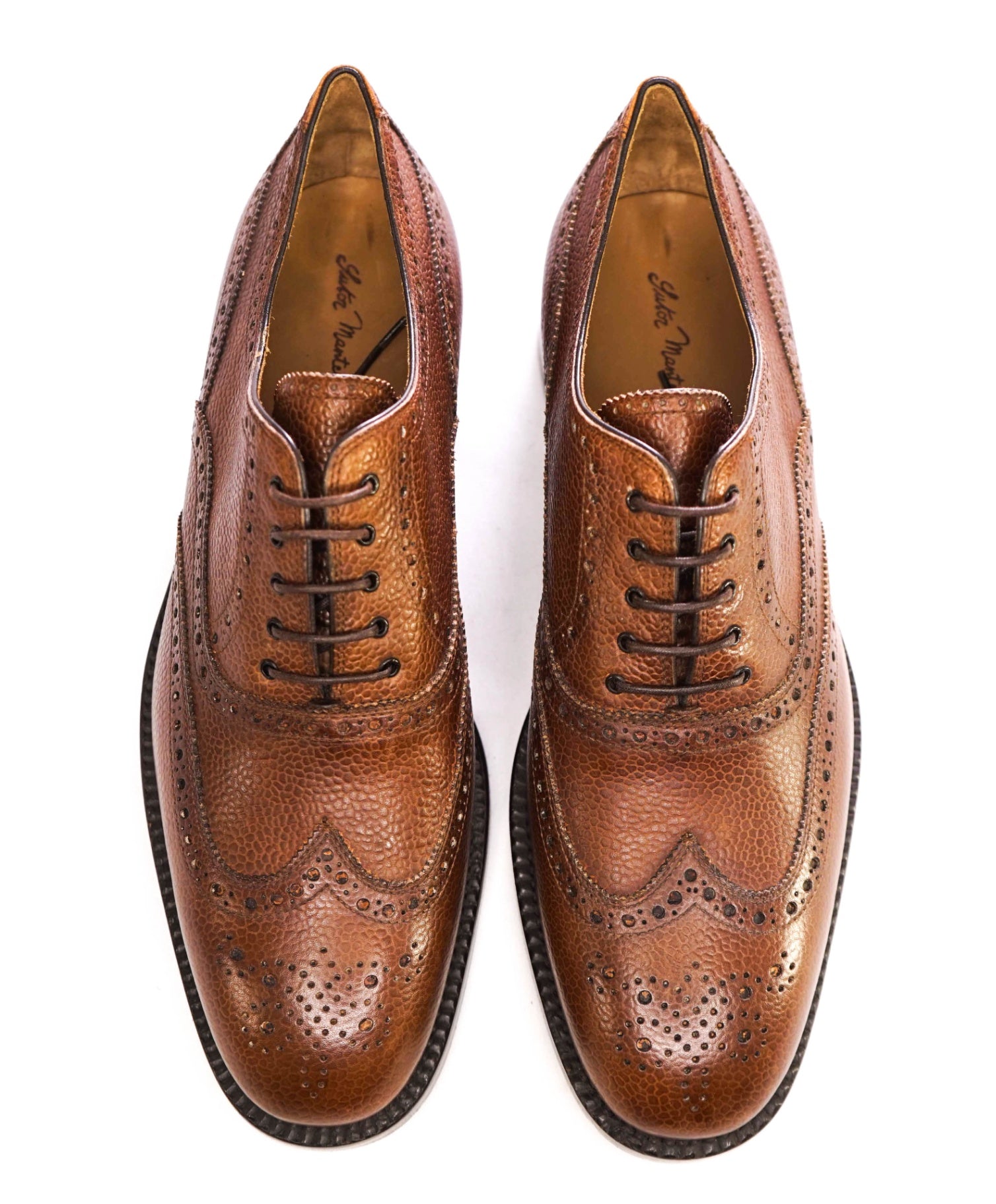 $850 Sutor Mantellassi Brown Pebbled Oxfords Leather Footwear 9