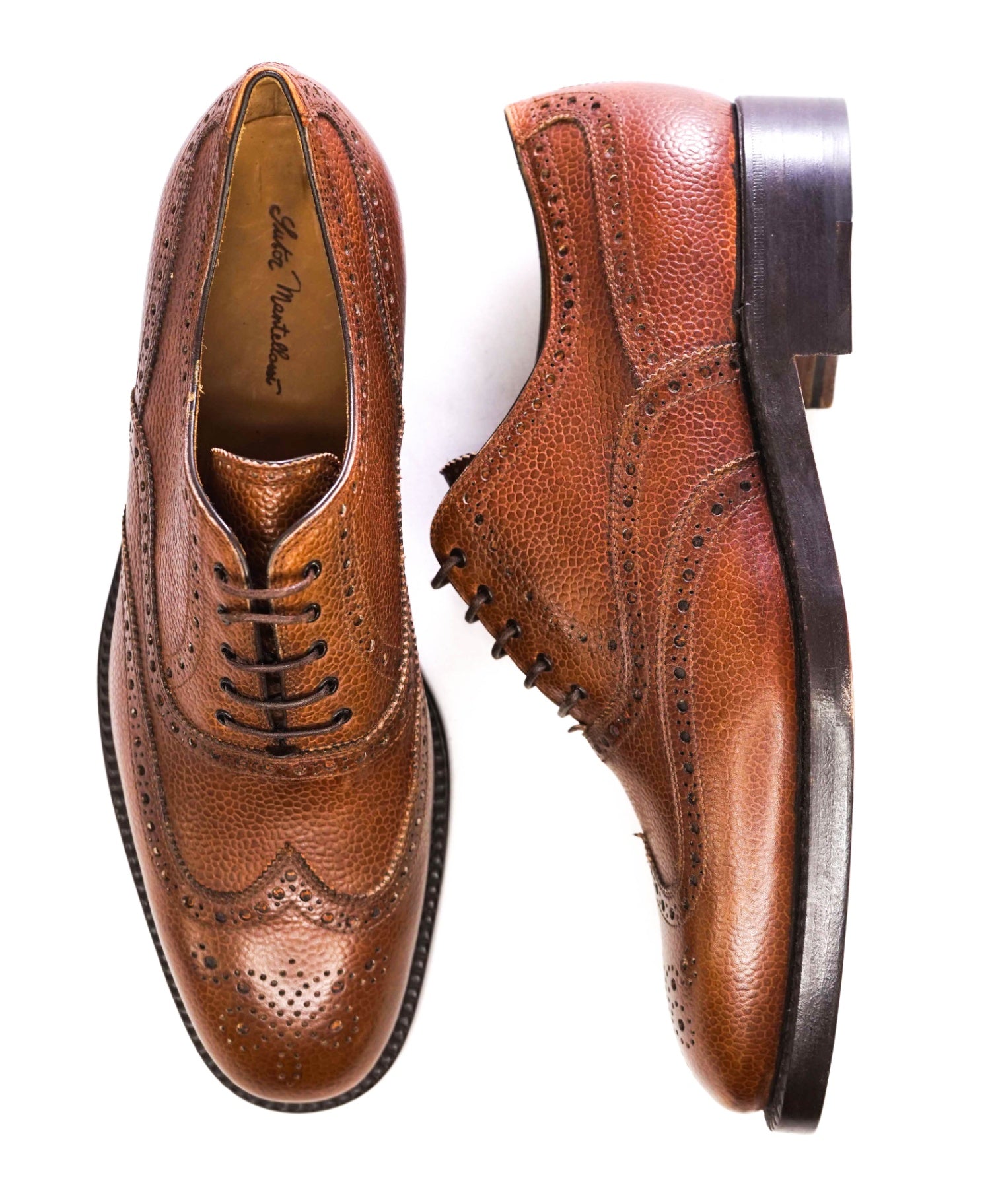 $850 Sutor Mantellassi Brown Pebbled Oxfords Leather Footwear 9