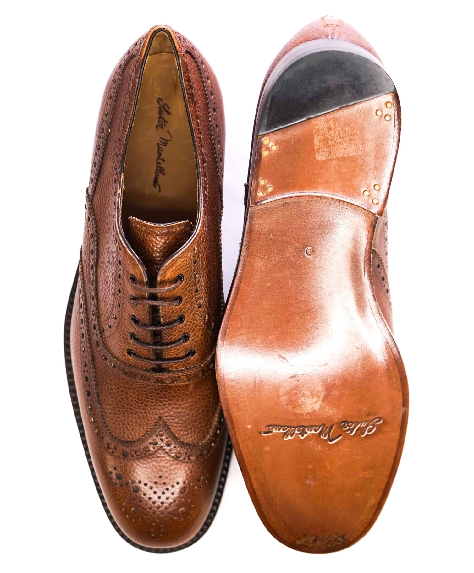 $850 Sutor Mantellassi Brown Pebbled Oxfords Leather Footwear 9