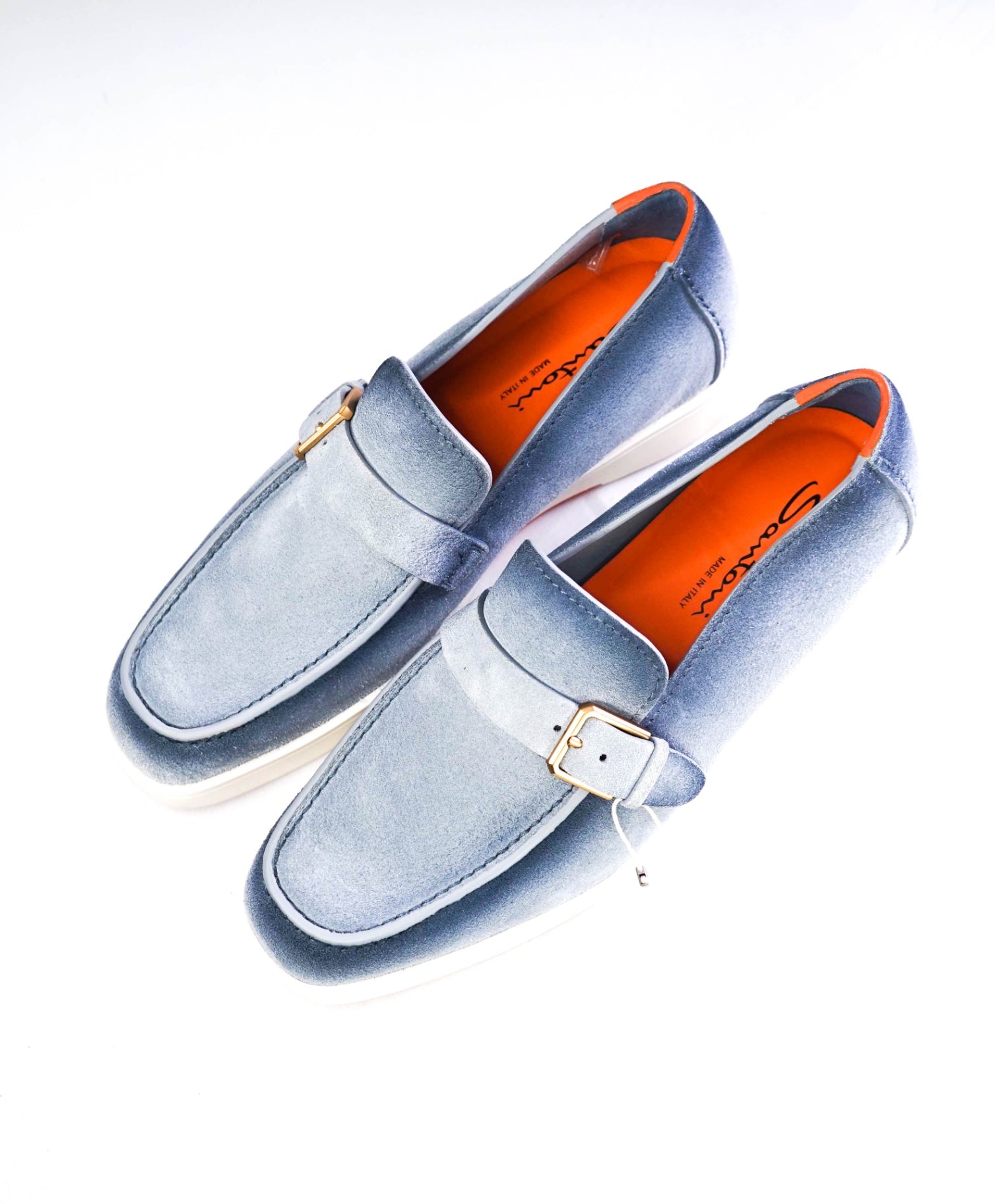 $1,060 Santoni Light Blue Suede "SUMMER WALK" Loafer US 9 (8UK) US 9.5 (UK 8.5)